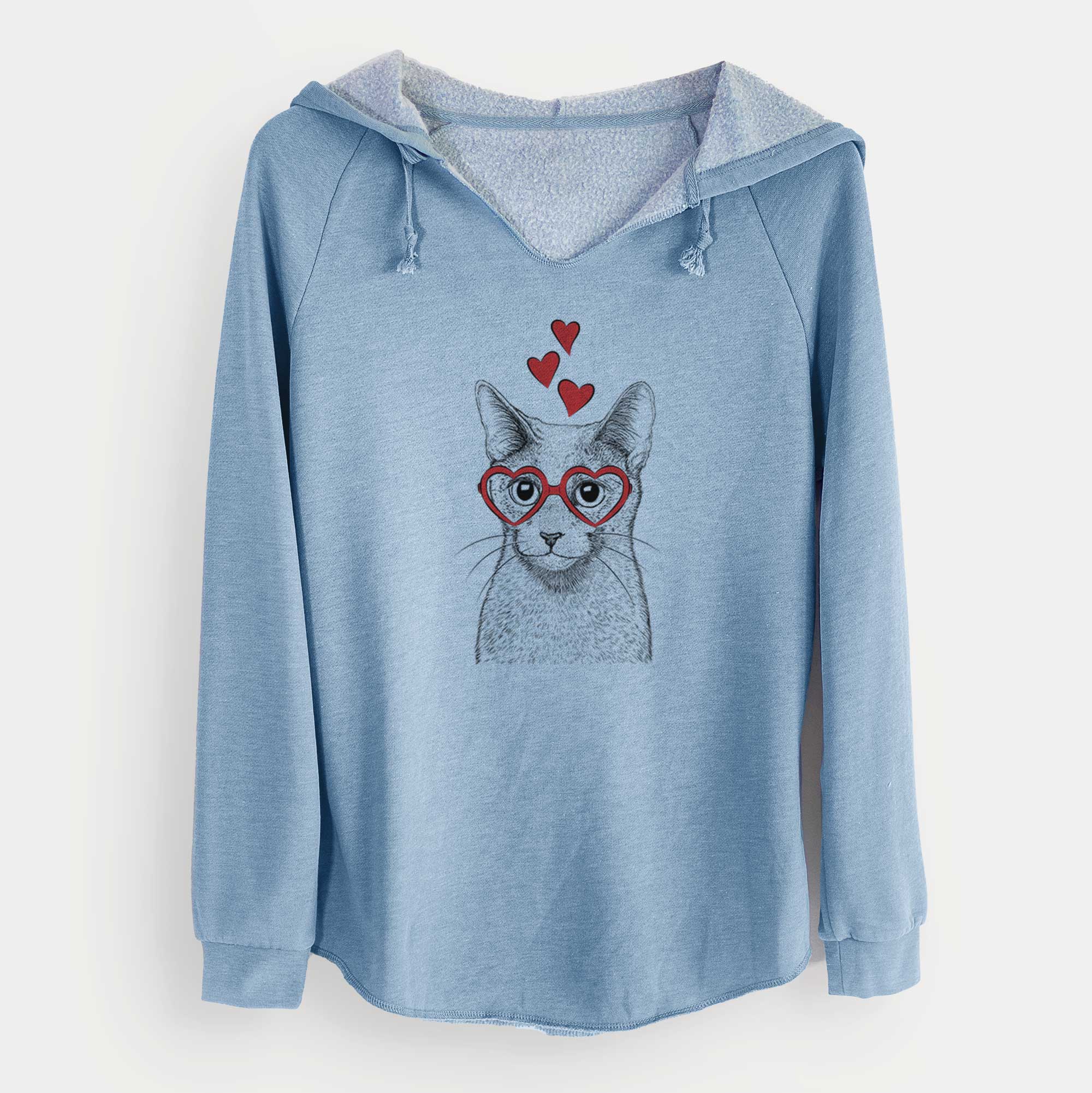 Valentine Blue the Russsian Blue Cat - Cali Wave Hooded Sweatshirt