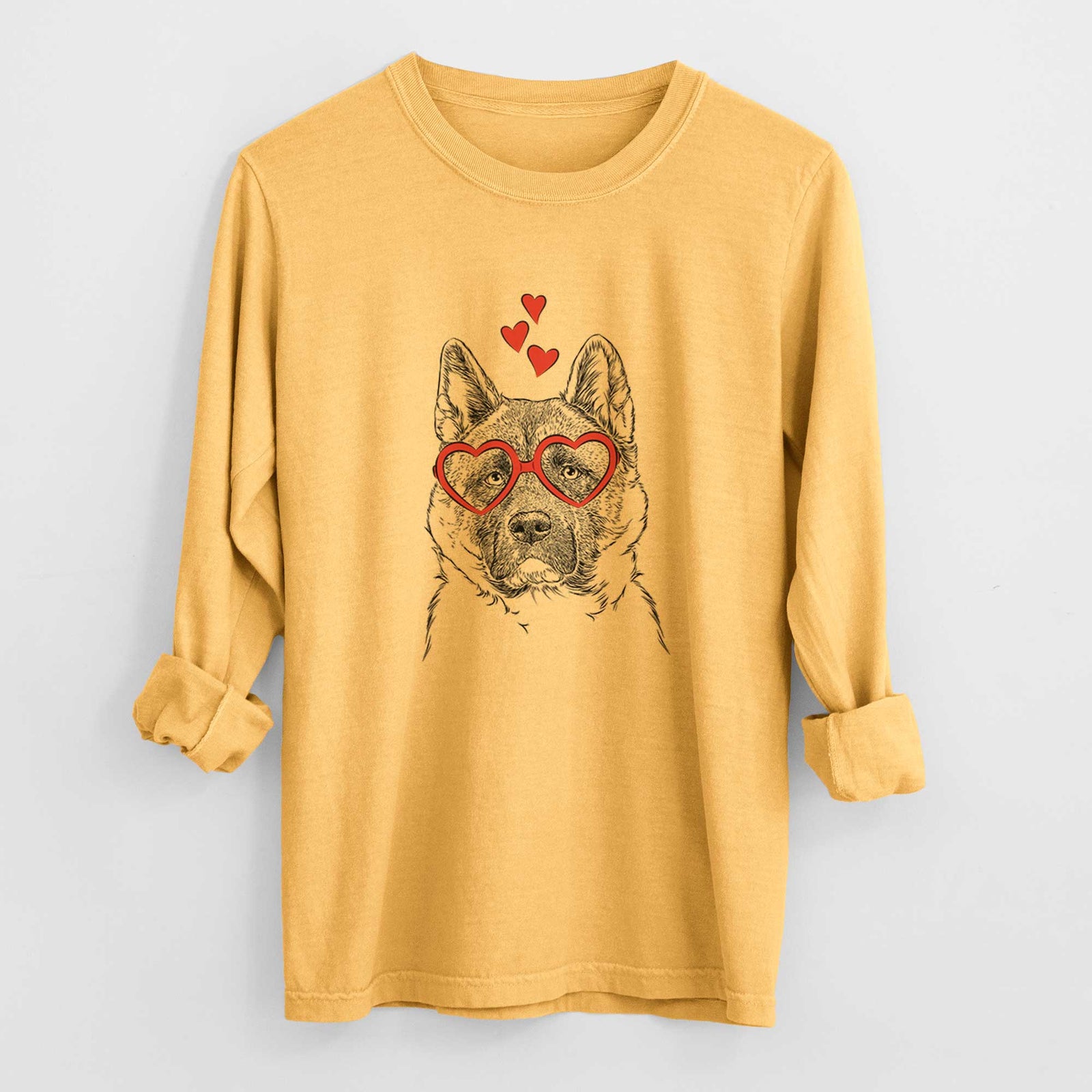 Valentine Bo the American Akita - Heavyweight 100% Cotton Long Sleeve