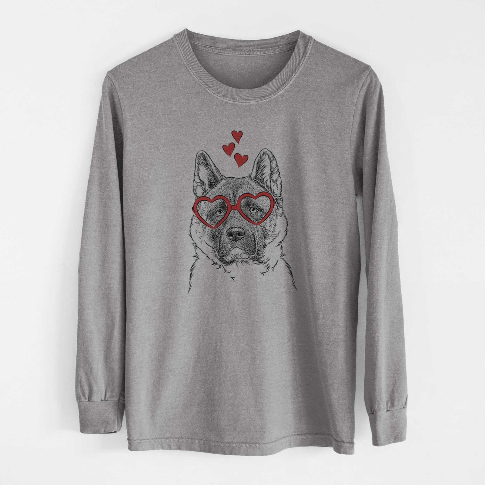 Valentine Bo the American Akita - Heavyweight 100% Cotton Long Sleeve