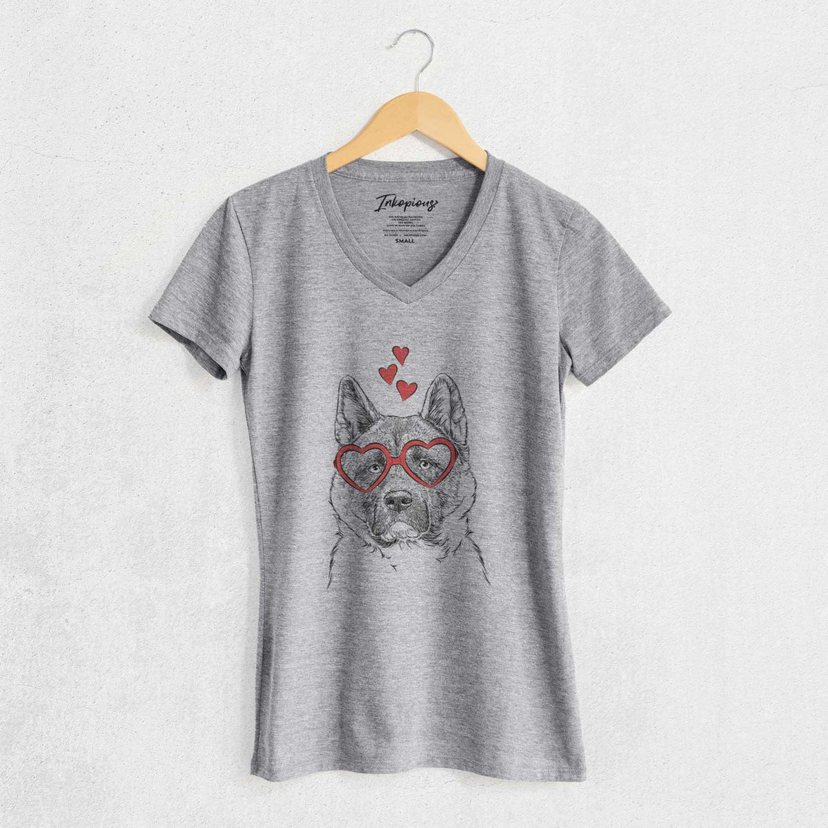 Valentine Bo the American Akita - Women's V-neck Shirt