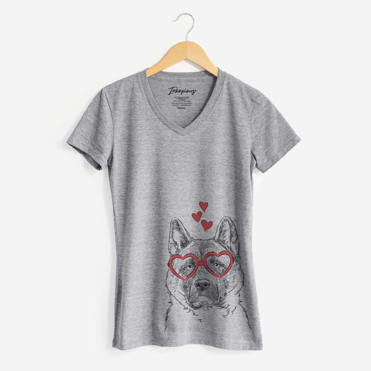 Valentine Bo the American Akita - Women's V-neck Shirt
