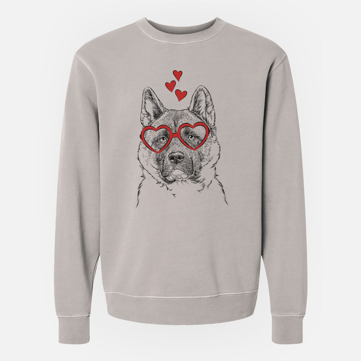 Valentine Bo the American Akita - Unisex Pigment Dyed Crew Sweatshirt