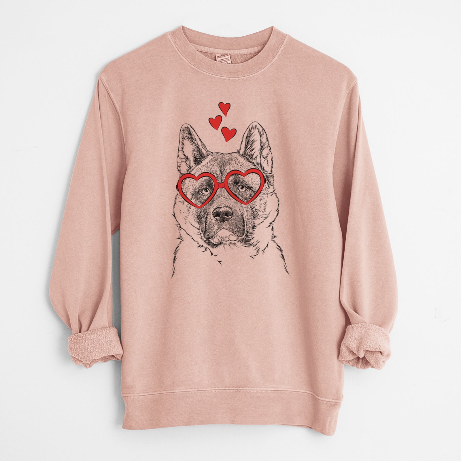 Valentine Bo the American Akita - Unisex Pigment Dyed Crew Sweatshirt