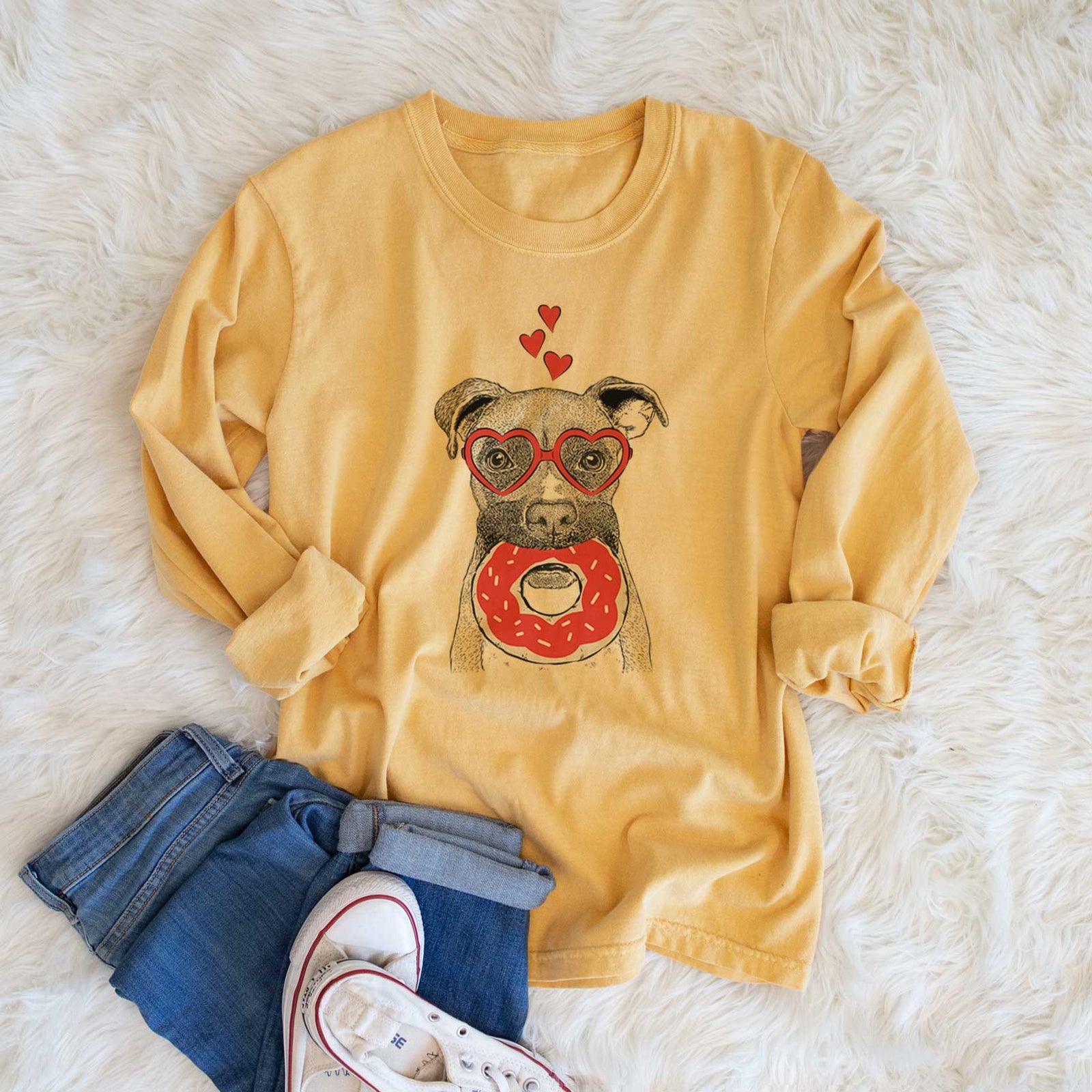 Valentine Bo the Boxer - Heavyweight 100% Cotton Long Sleeve