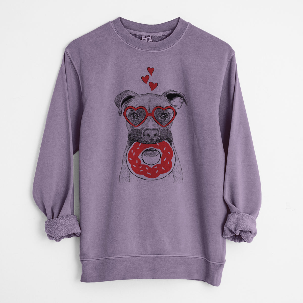 Valentine Bo the Boxer - Unisex Pigment Dyed Crew Sweatshirt