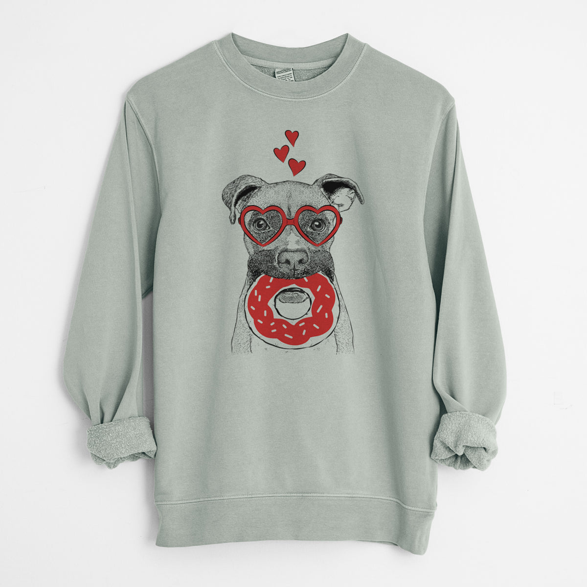 Valentine Bo the Boxer - Unisex Pigment Dyed Crew Sweatshirt