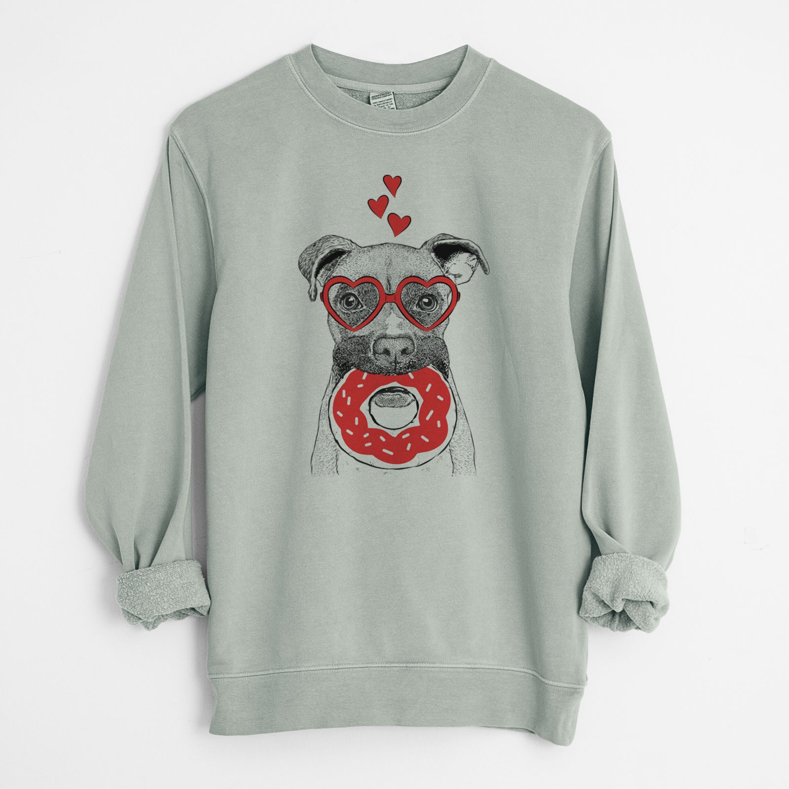 Valentine Bo the Boxer - Unisex Pigment Dyed Crew Sweatshirt