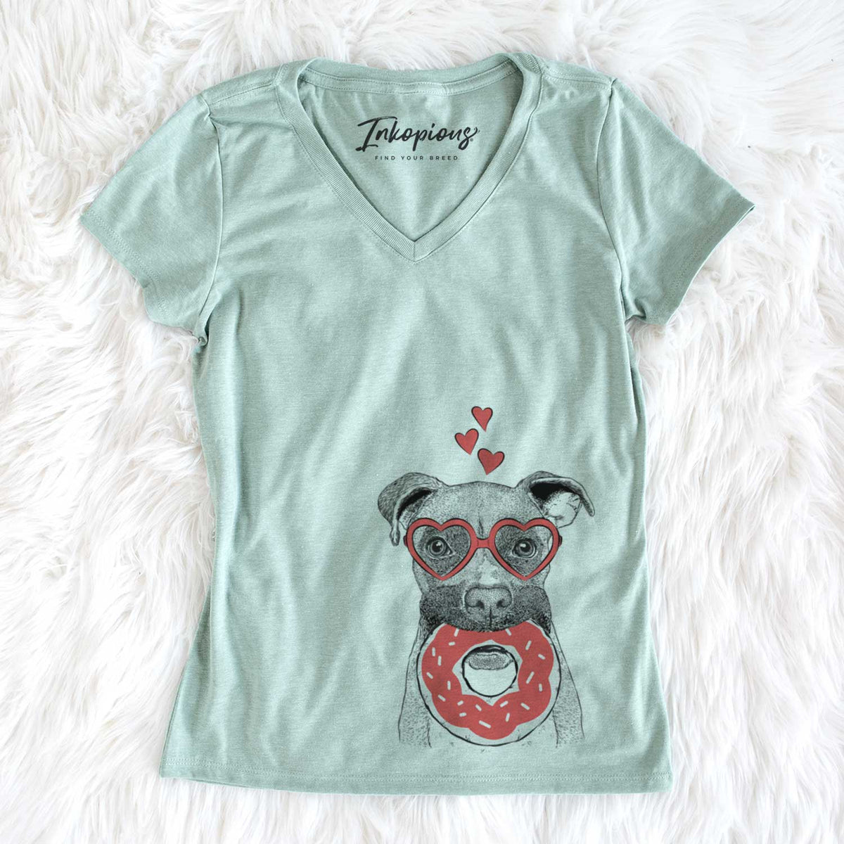 Valentine Bo the Boxer - Women&#39;s V-neck Shirt