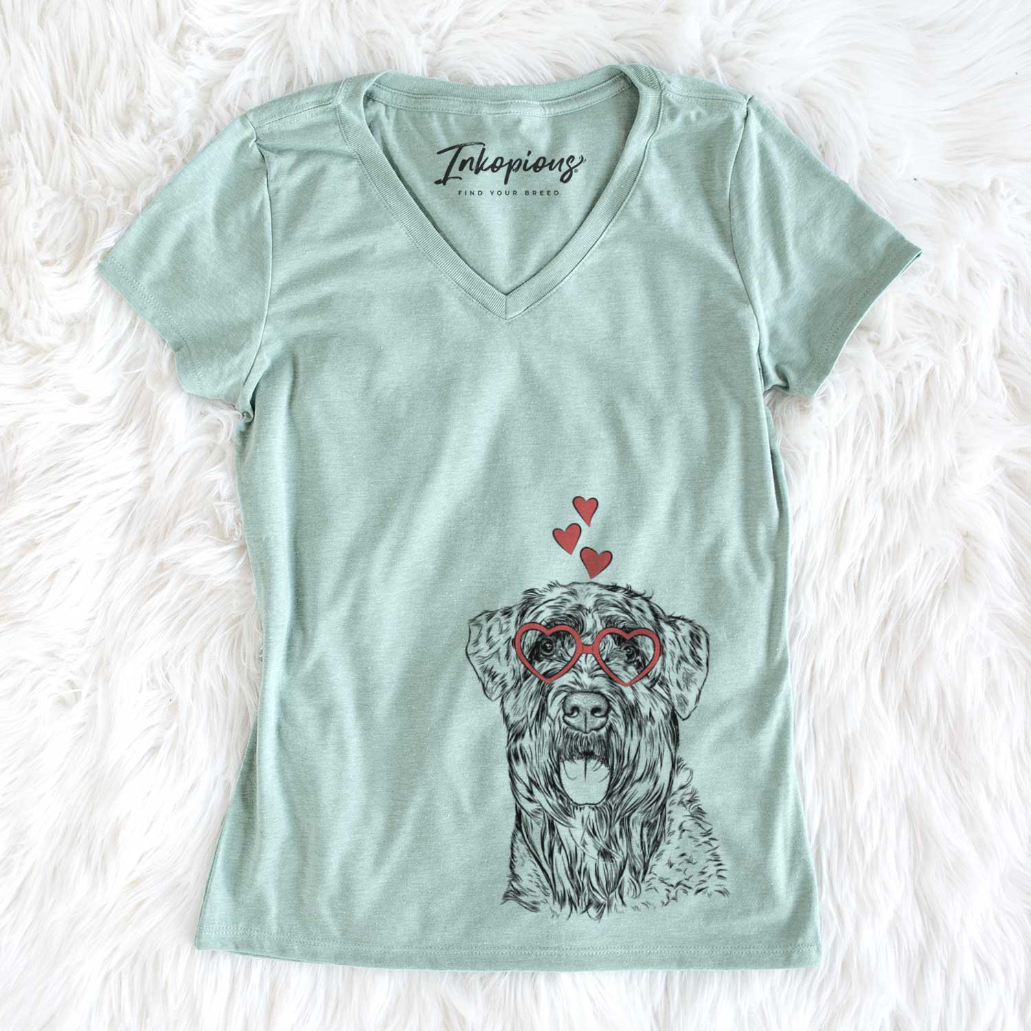 Valentine Bonnie the Bouvier Des Flandres - Women's V-neck Shirt