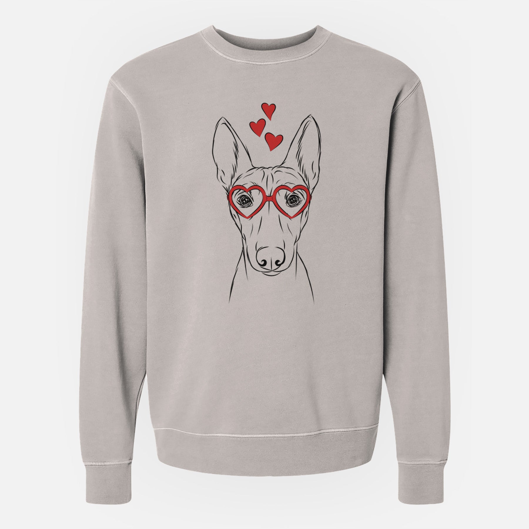 Valentine Bonsai the Basenji - Unisex Pigment Dyed Crew Sweatshirt