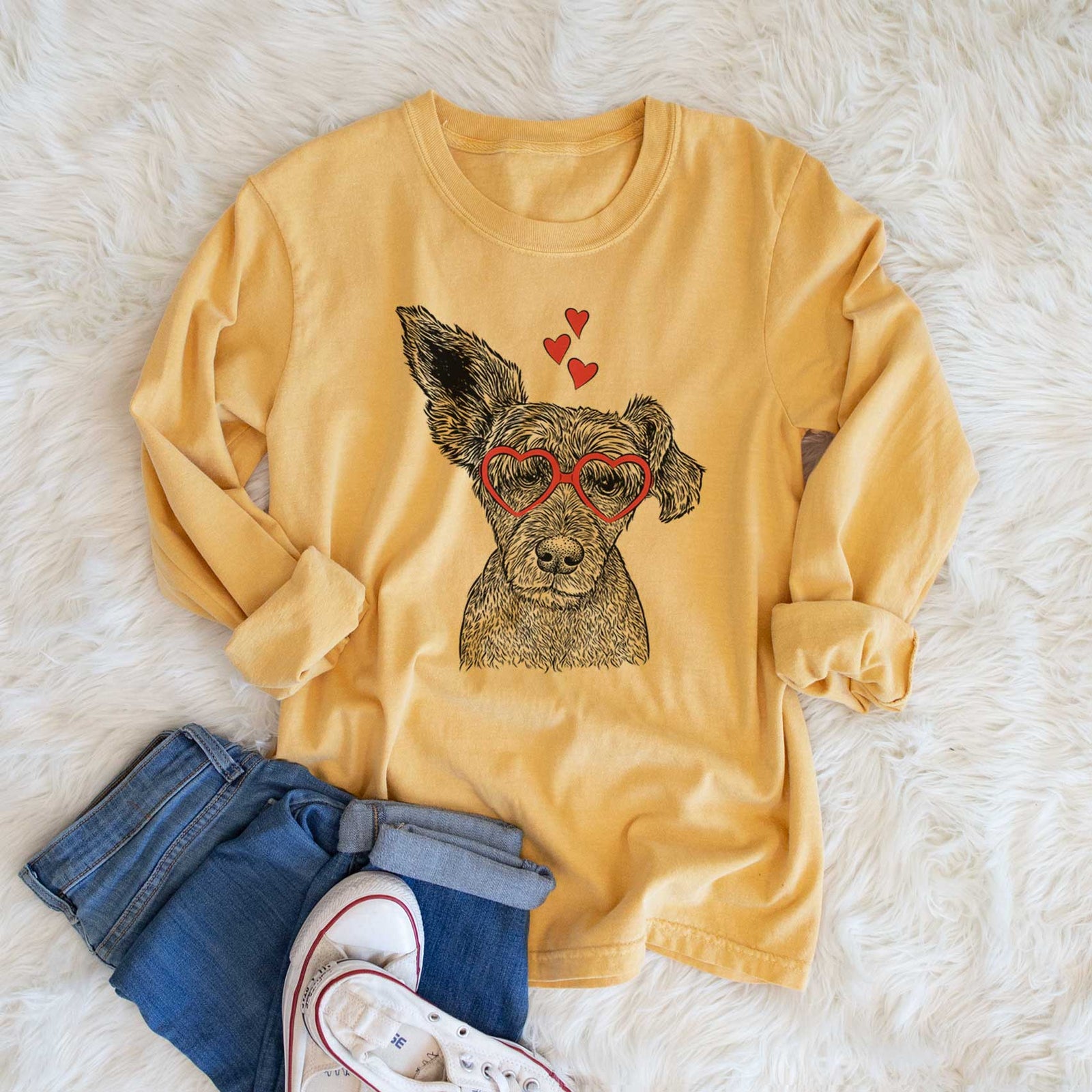 Valentine Boodles the Schnauzer Mix - Heavyweight 100% Cotton Long Sleeve