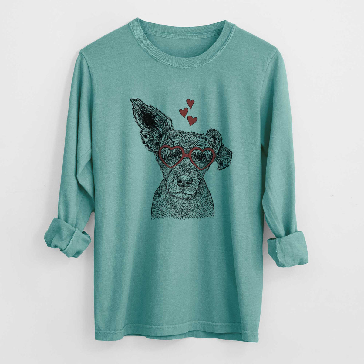Valentine Boodles the Schnauzer Mix - Heavyweight 100% Cotton Long Sleeve