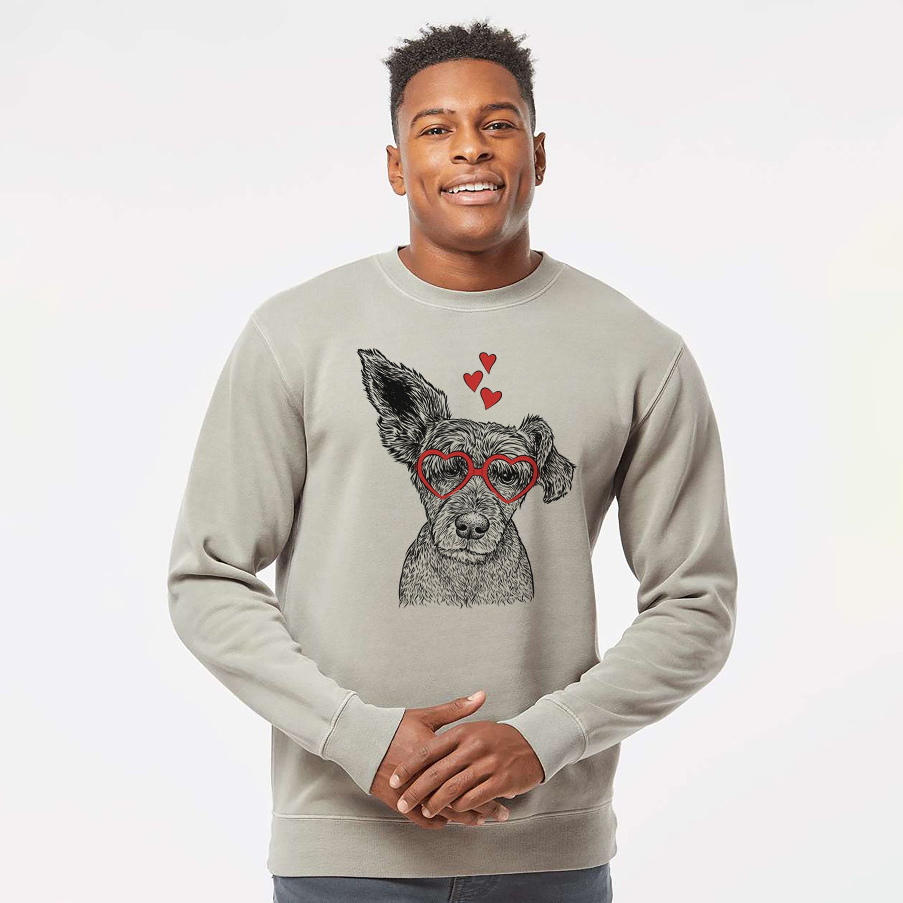 Valentine Boodles the Schnauzer Mix - Unisex Pigment Dyed Crew Sweatshirt