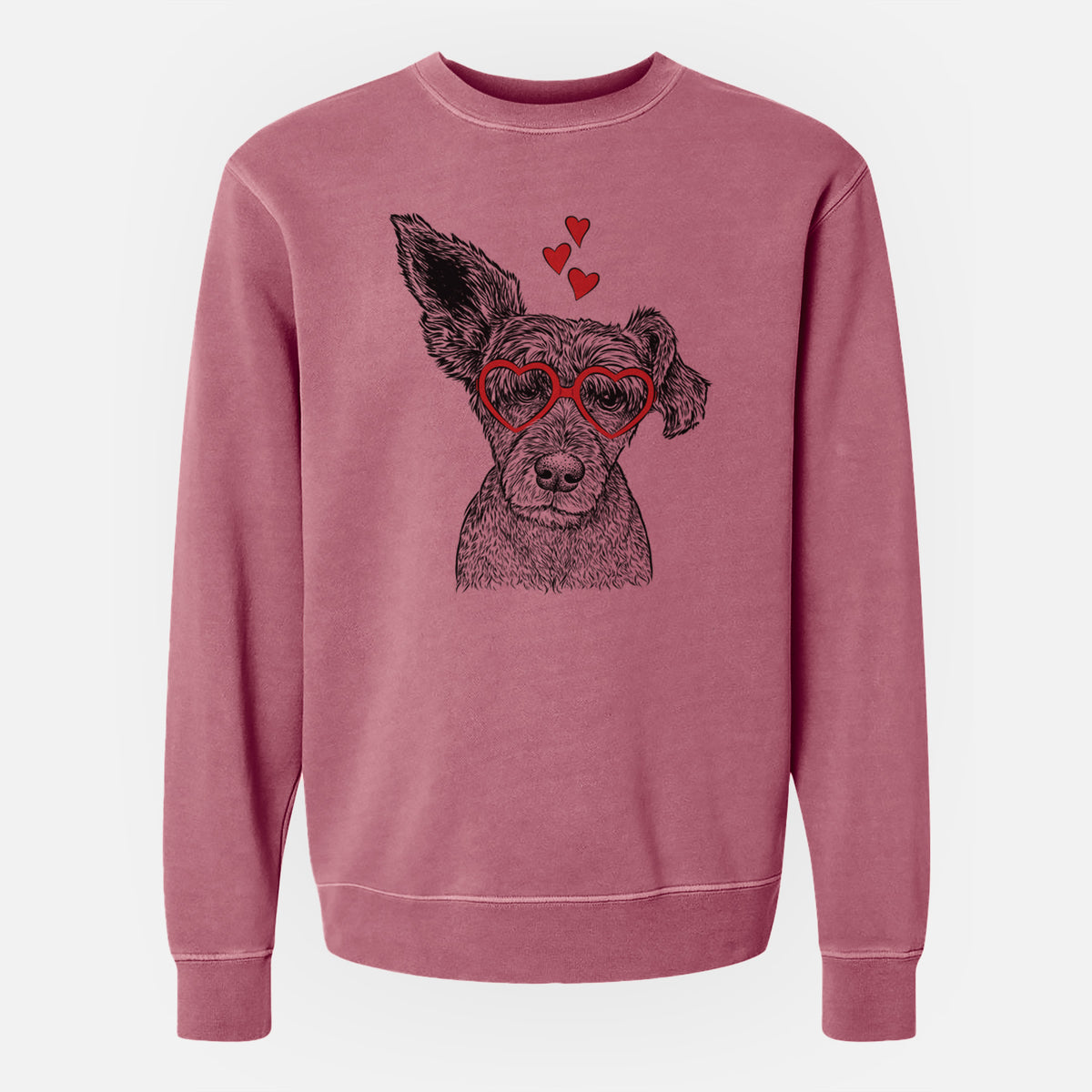 Valentine Boodles the Schnauzer Mix - Unisex Pigment Dyed Crew Sweatshirt