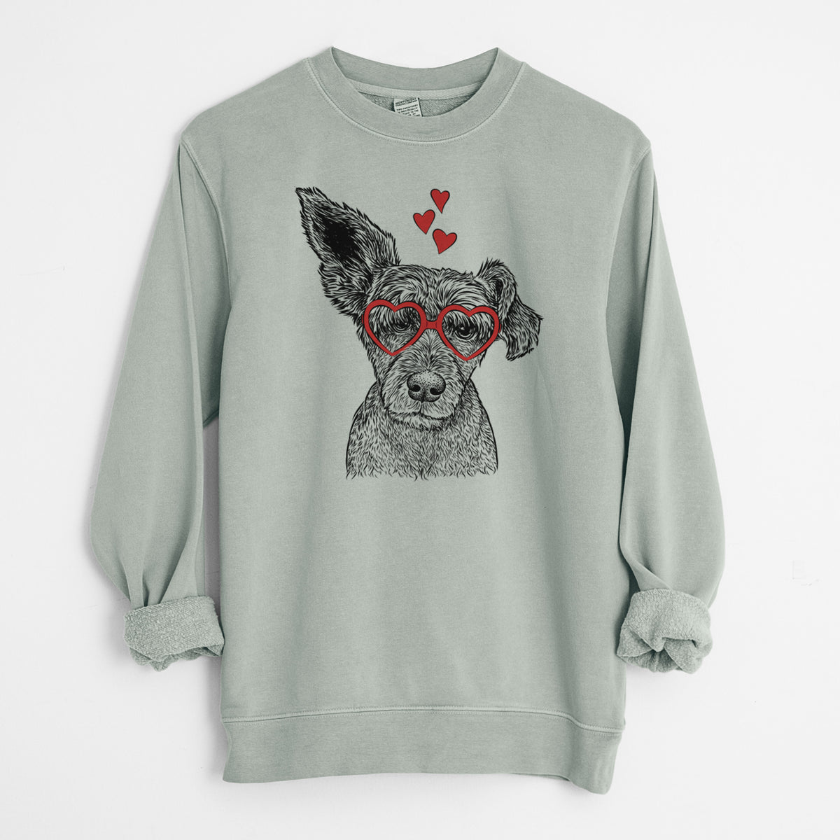 Valentine Boodles the Schnauzer Mix - Unisex Pigment Dyed Crew Sweatshirt