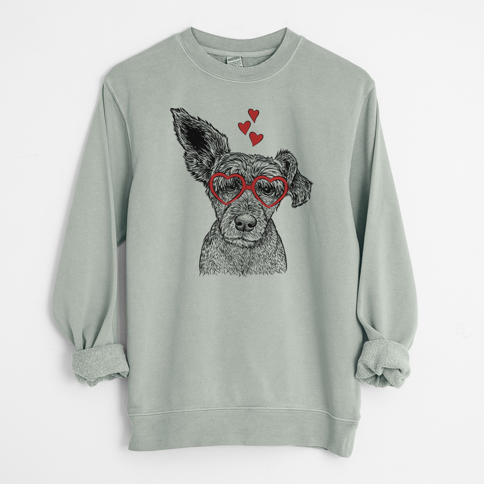 Valentine Boodles the Schnauzer Mix - Unisex Pigment Dyed Crew Sweatshirt