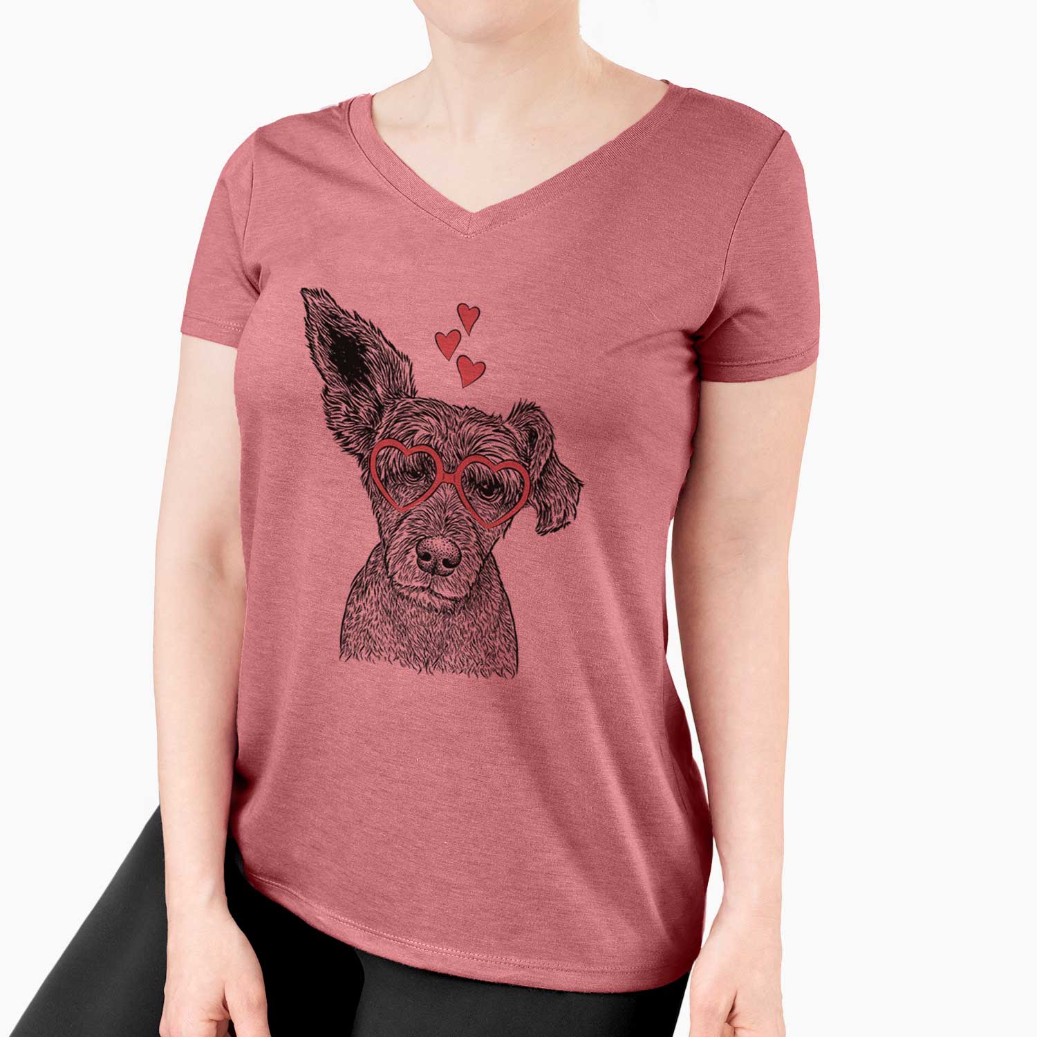 Valentine Boodles the Schnauzer Mix - Women's V-neck Shirt