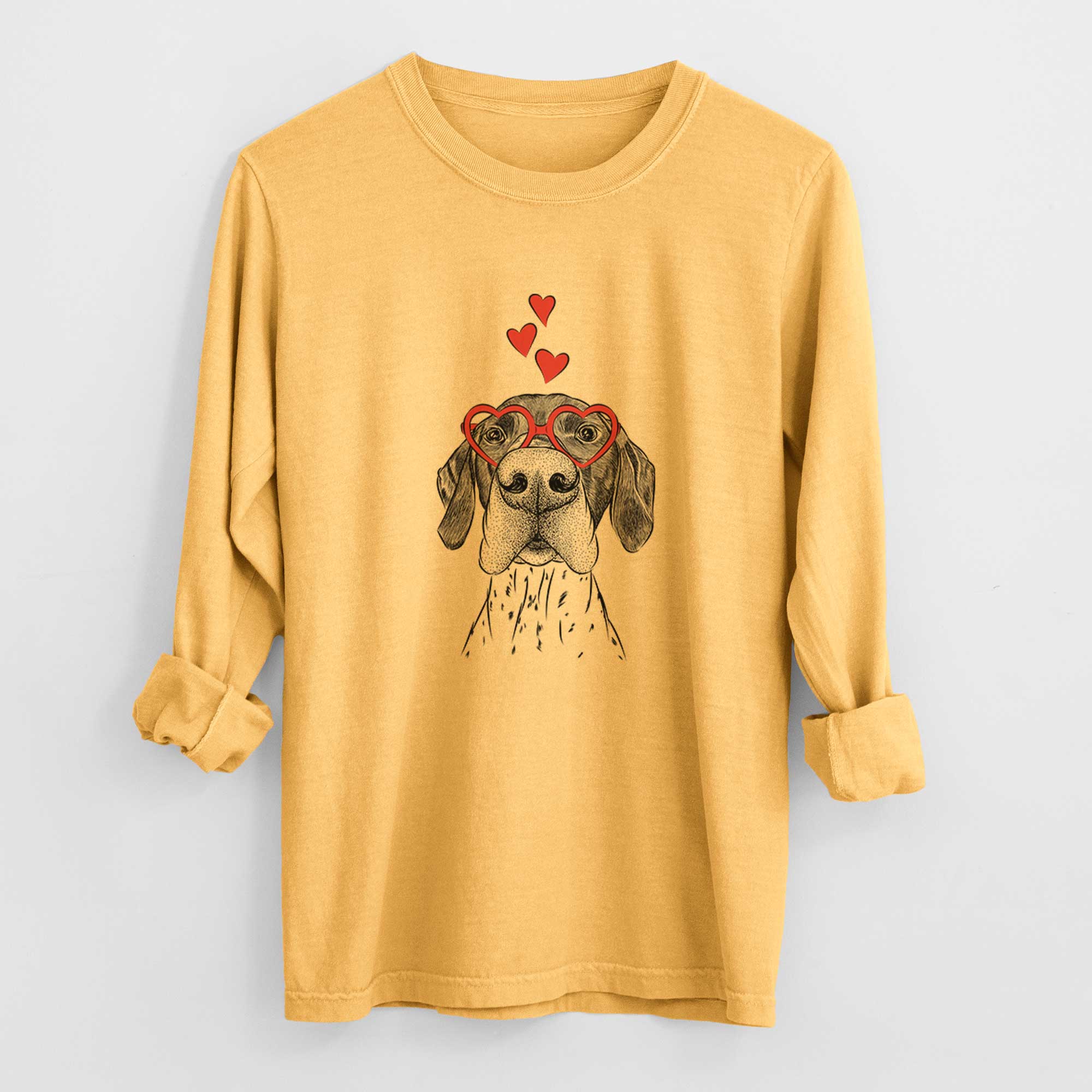 Valentine Booze the German Shorthaired Pointer - Heavyweight 100% Cotton Long Sleeve