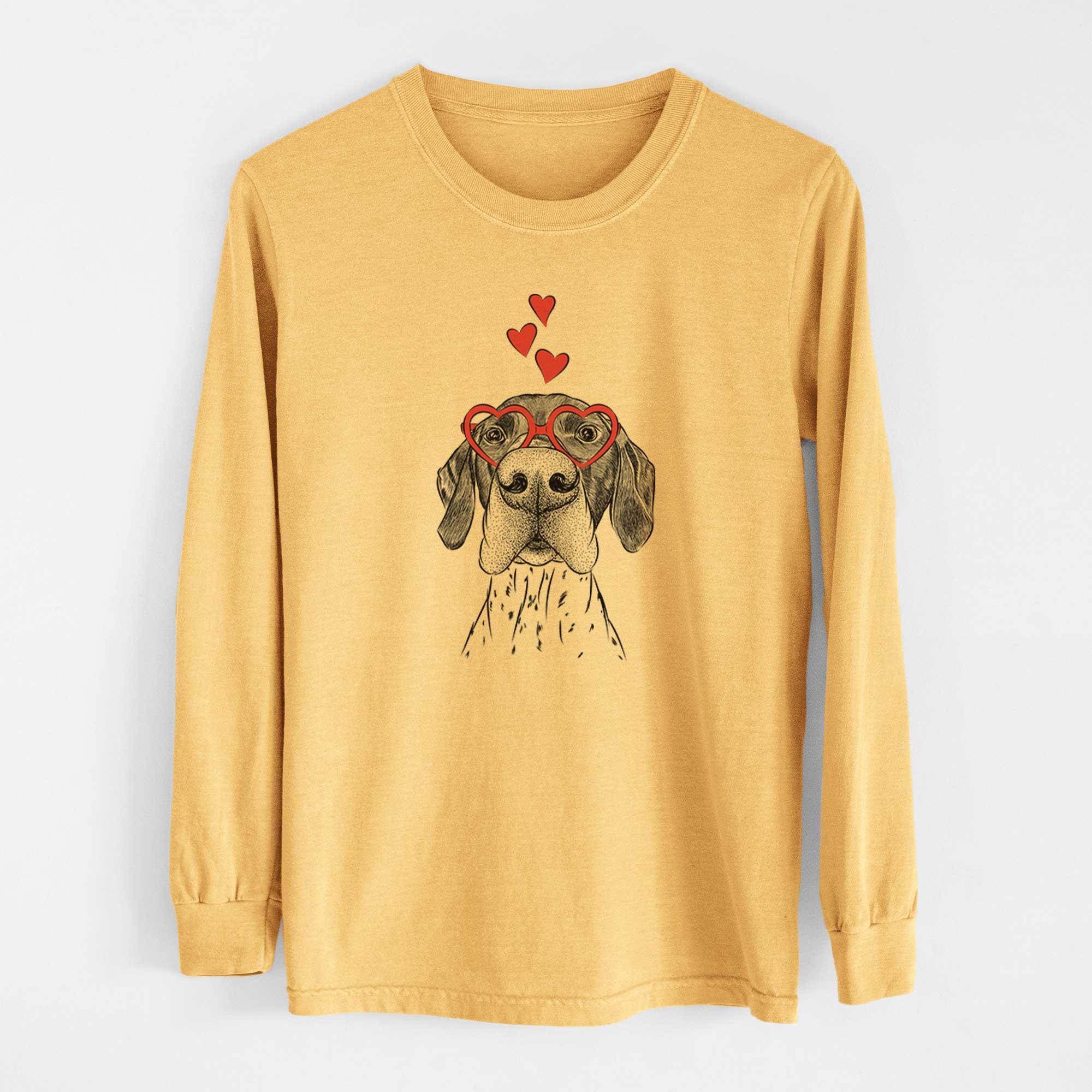 Valentine Booze the German Shorthaired Pointer - Heavyweight 100% Cotton Long Sleeve