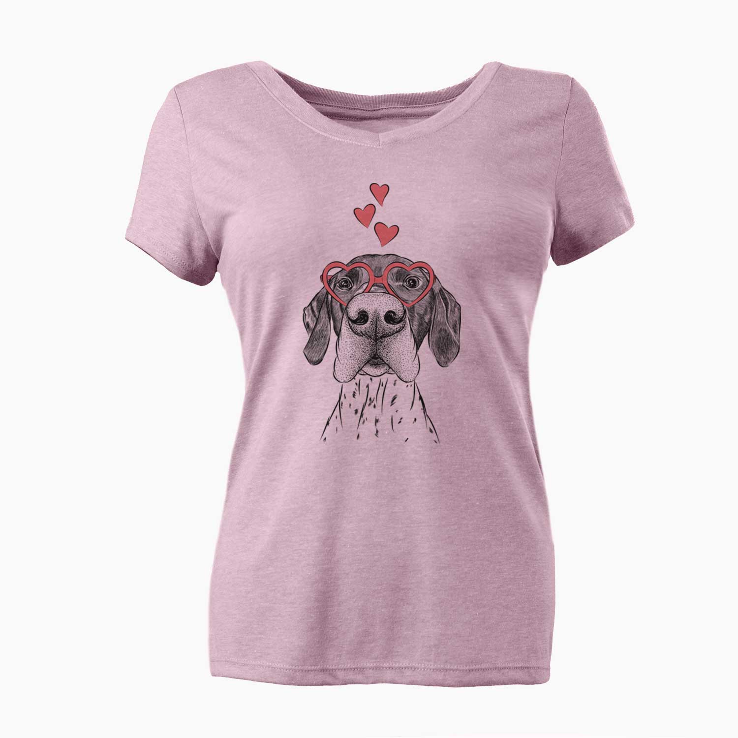 Valentine Booze the German Shorthaired Pointer - Women's V-neck Shirt