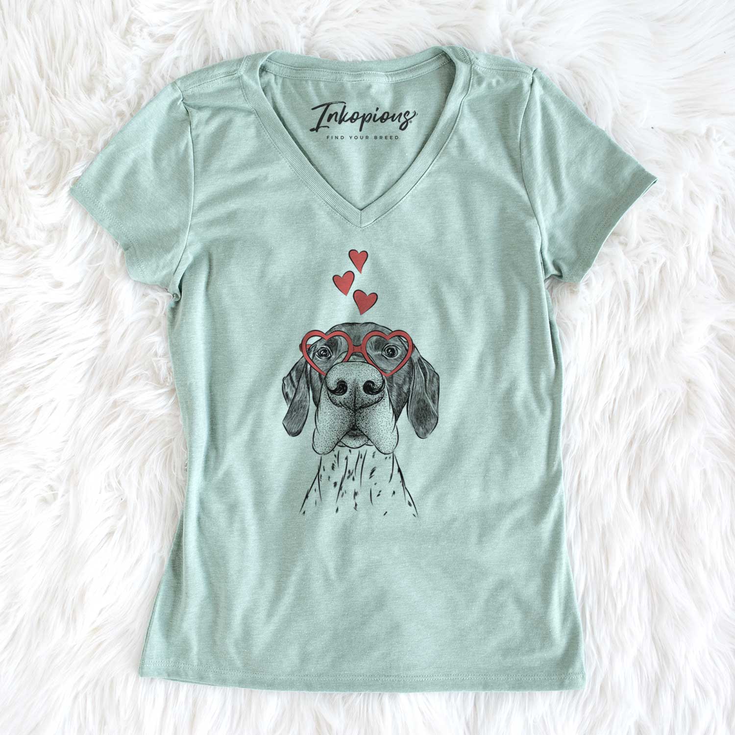 Valentine Booze the German Shorthaired Pointer - Women's V-neck Shirt