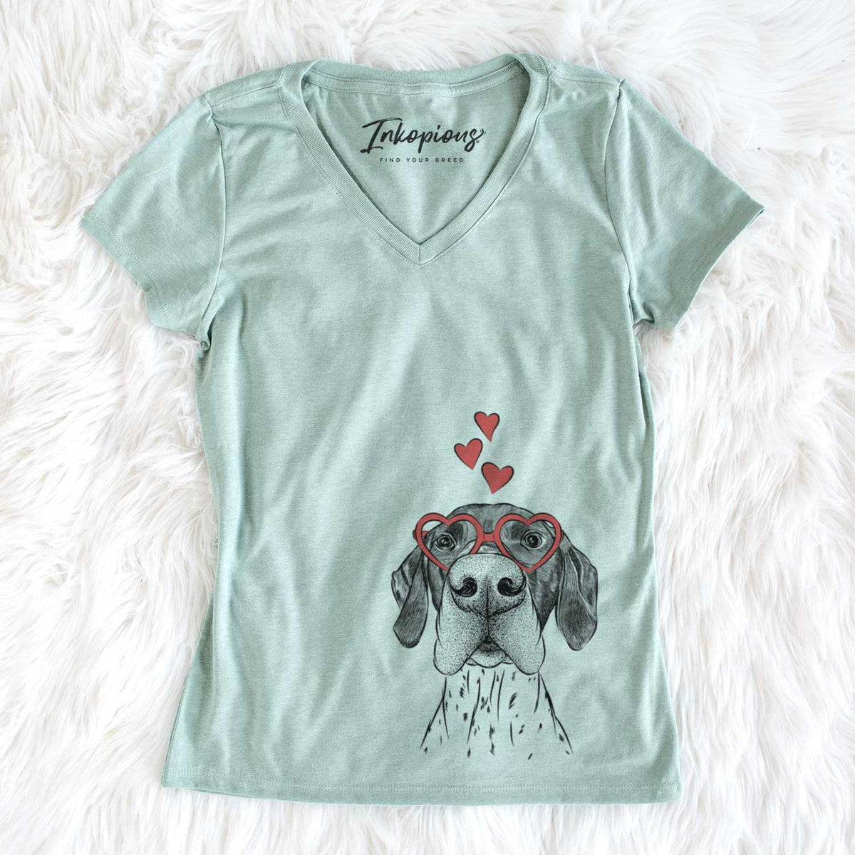 Valentine Booze the German Shorthaired Pointer - Women&#39;s V-neck Shirt