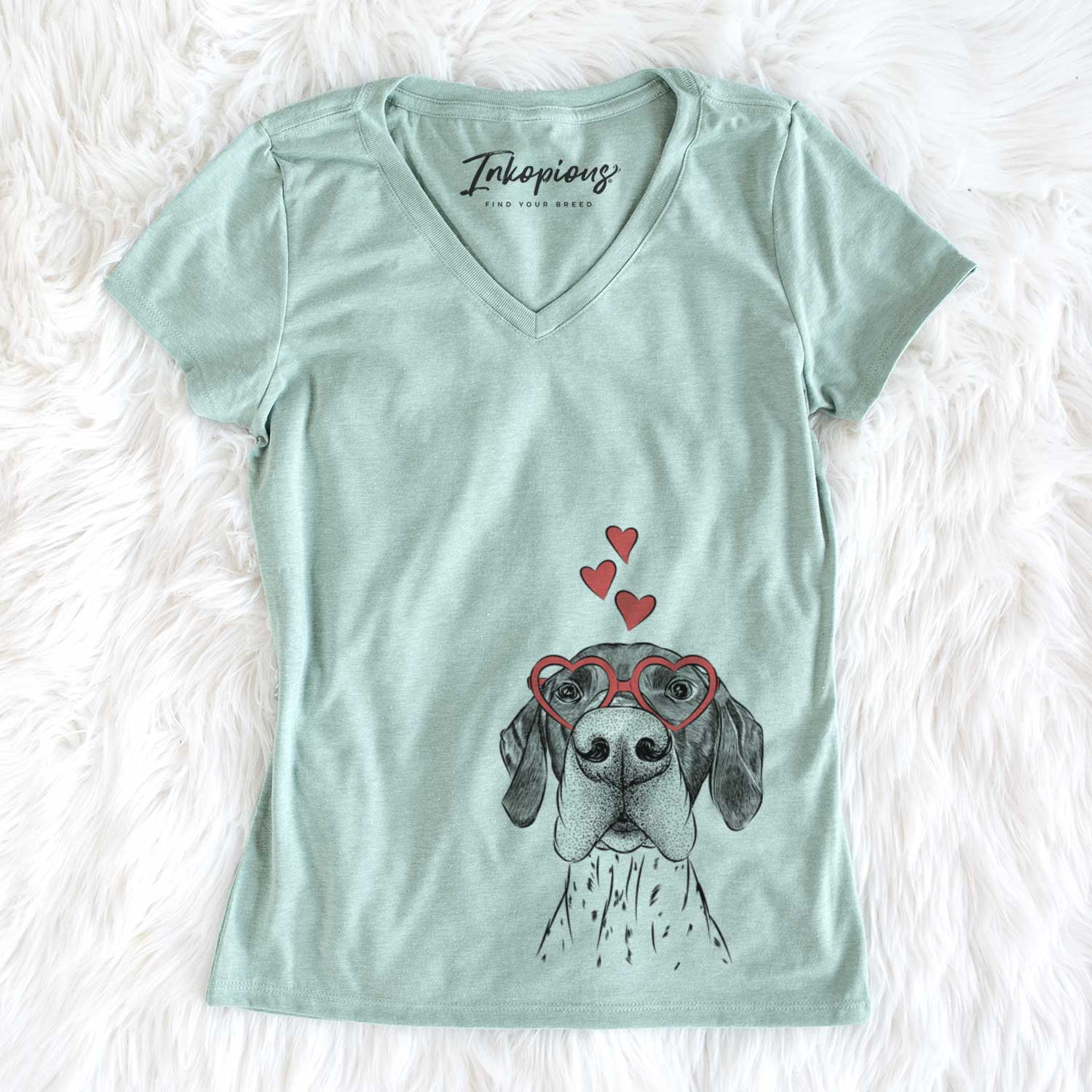 Valentine Booze the German Shorthaired Pointer - Women's V-neck Shirt