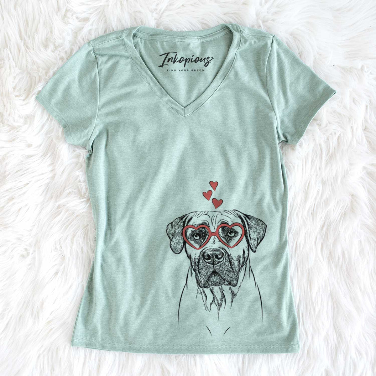 Valentine Boris the Boerboel - Women&#39;s V-neck Shirt