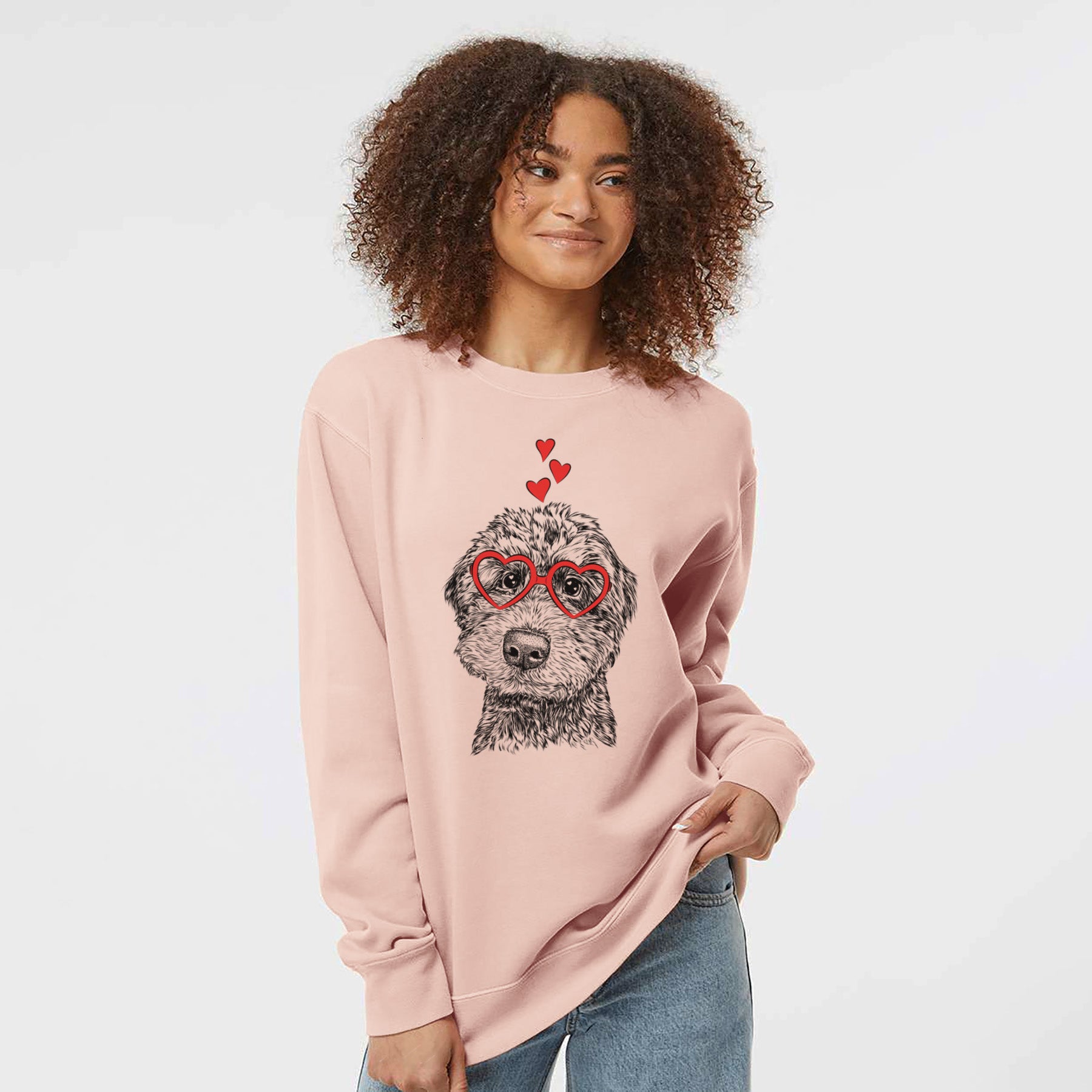 Valentine Bowser the Whoodle - Unisex Pigment Dyed Crew Sweatshirt