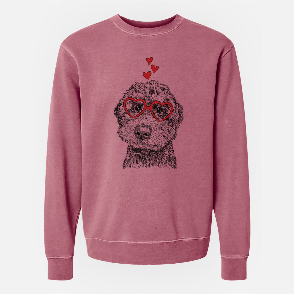Valentine Bowser the Whoodle - Unisex Pigment Dyed Crew Sweatshirt