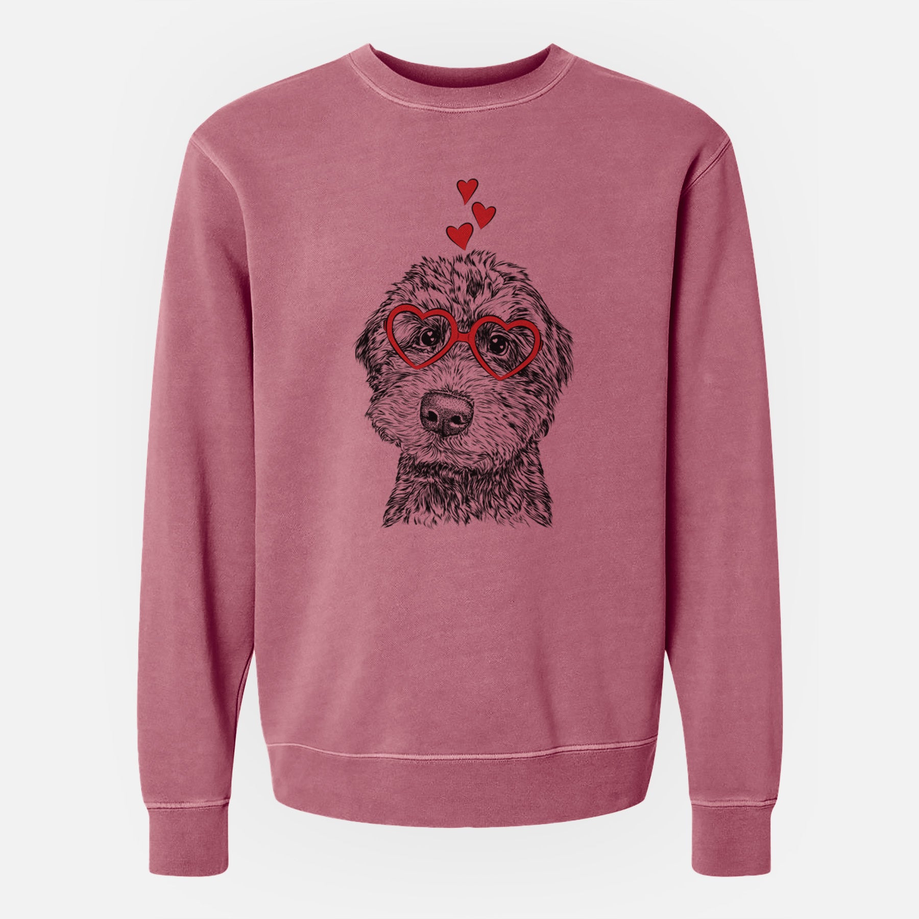 Valentine Bowser the Whoodle - Unisex Pigment Dyed Crew Sweatshirt