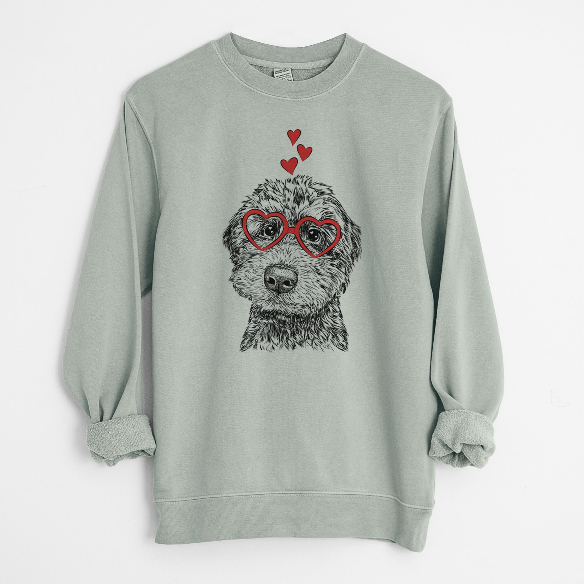 Valentine Bowser the Whoodle - Unisex Pigment Dyed Crew Sweatshirt