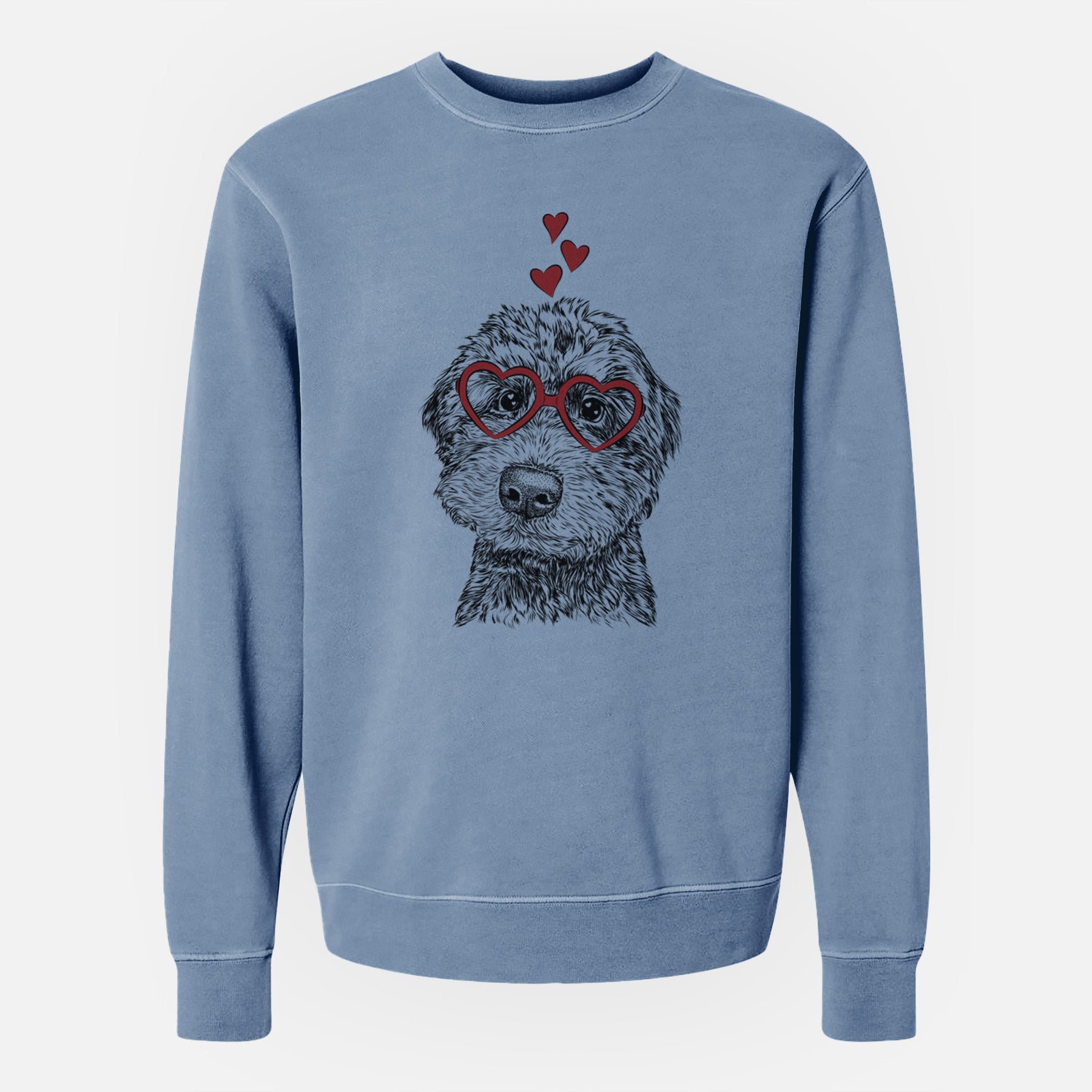 Valentine Bowser the Whoodle - Unisex Pigment Dyed Crew Sweatshirt