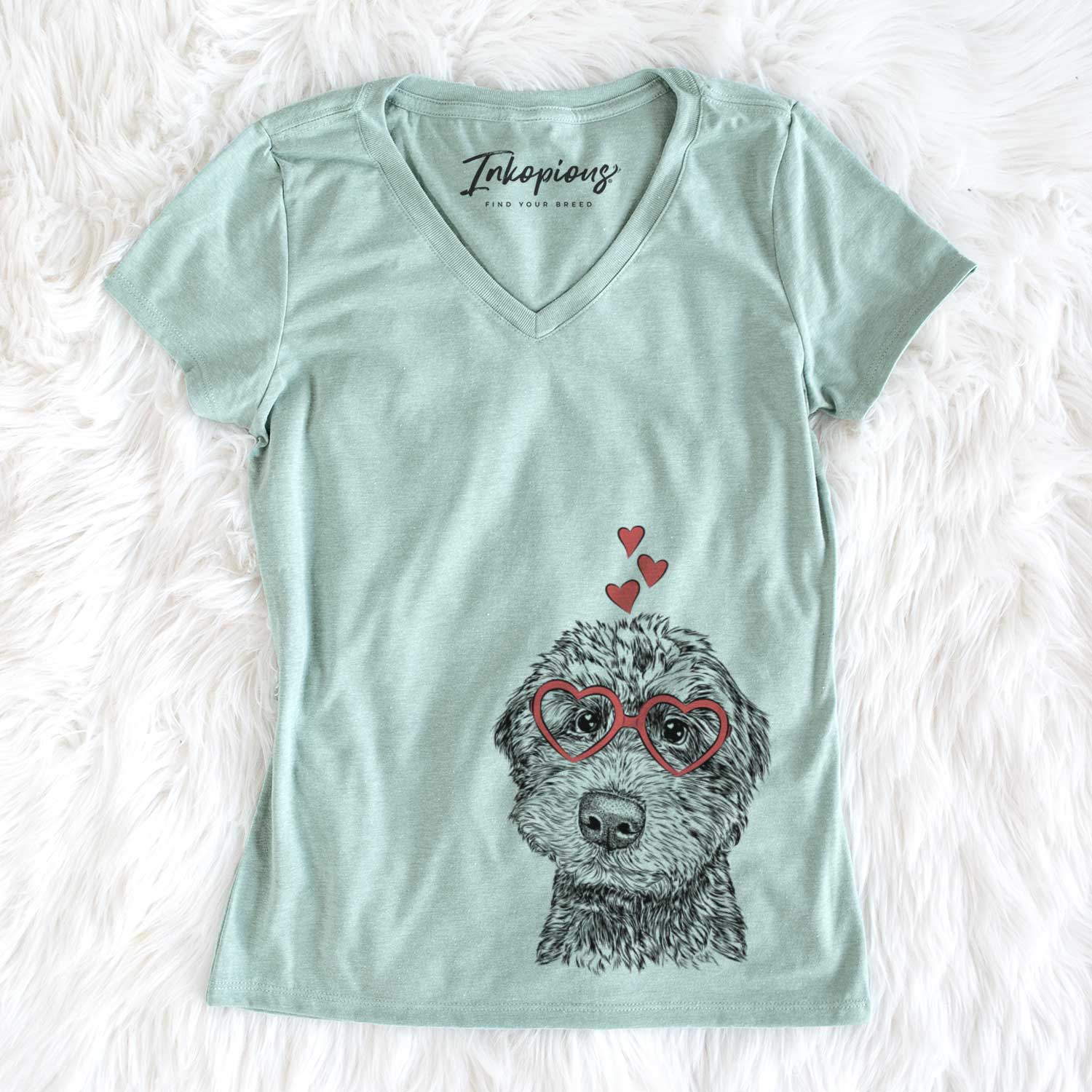 Valentine Bowser the Whoodle - Women's V-neck Shirt