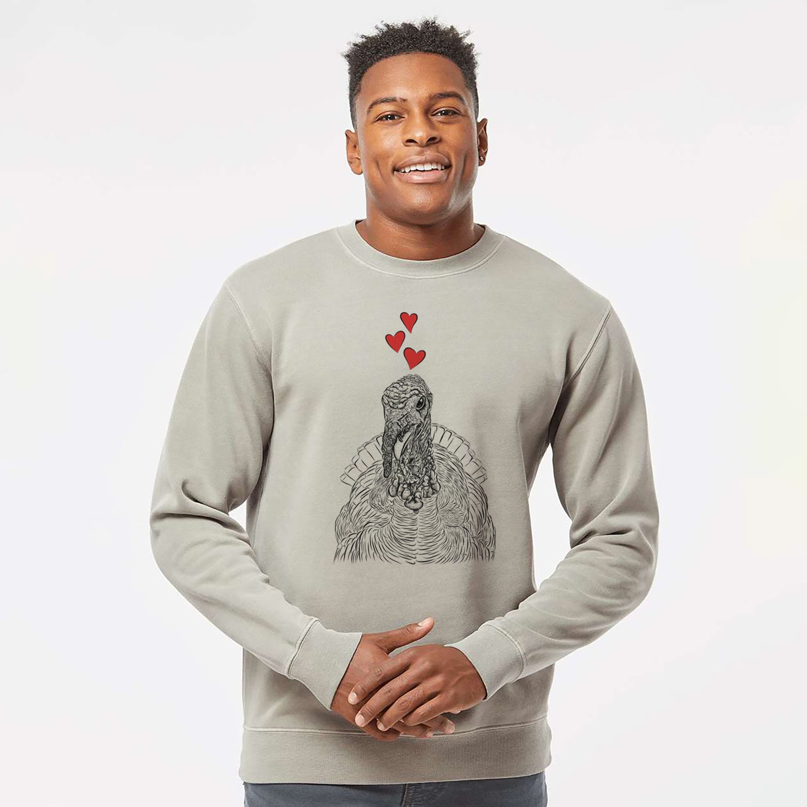 Valentine Brady the Turkey - Unisex Pigment Dyed Crew Sweatshirt