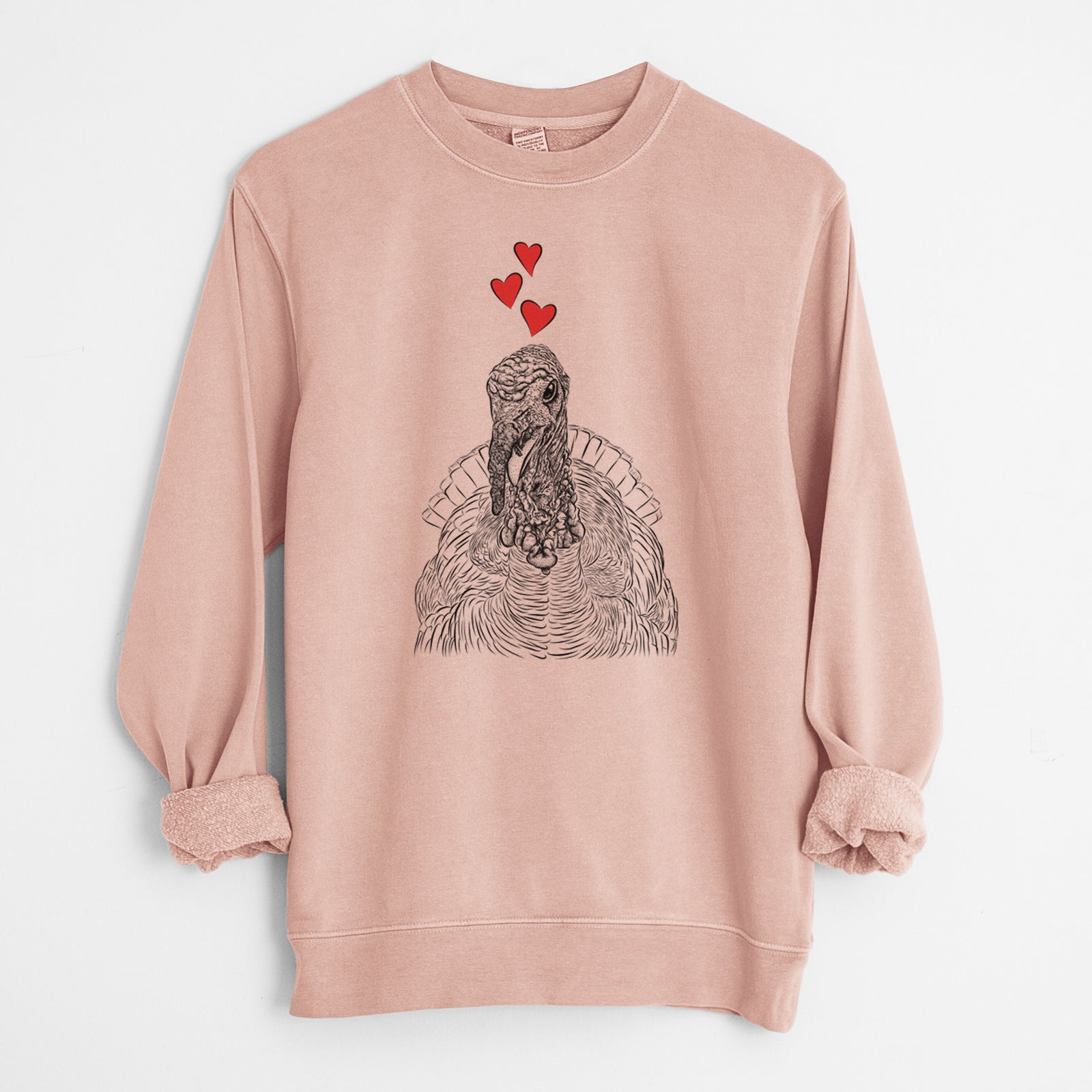 Valentine Brady the Turkey - Unisex Pigment Dyed Crew Sweatshirt