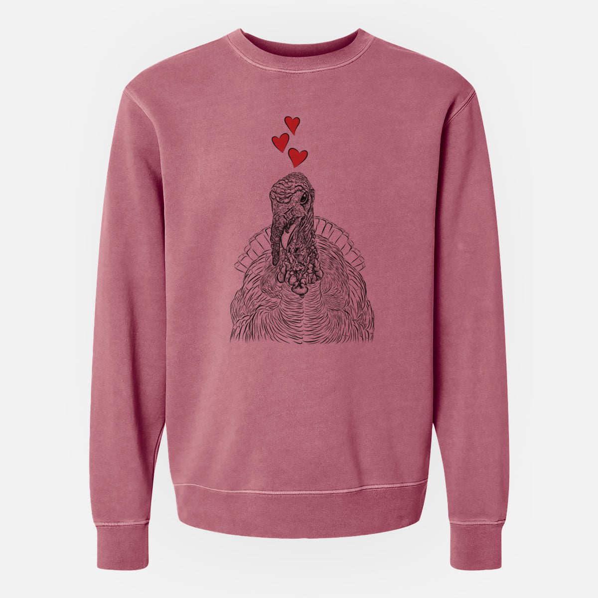 Valentine Brady the Turkey - Unisex Pigment Dyed Crew Sweatshirt