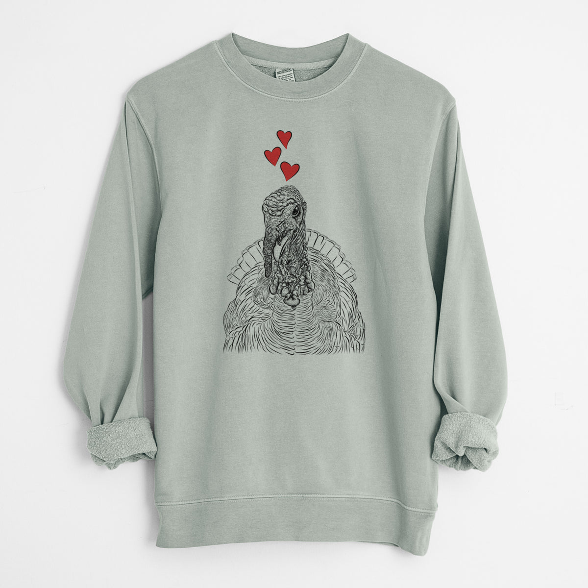 Valentine Brady the Turkey - Unisex Pigment Dyed Crew Sweatshirt