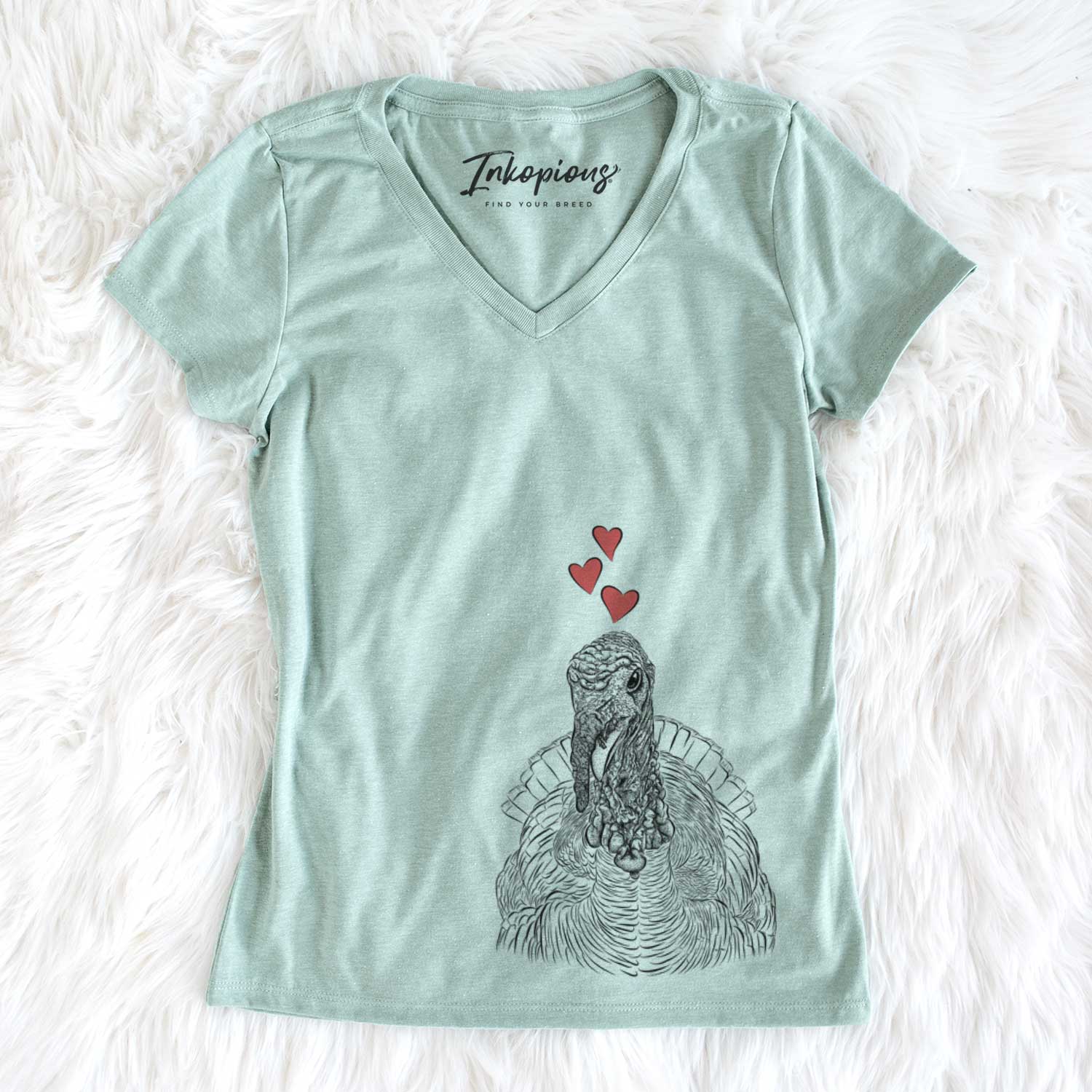 Valentine Brady the Turkey - Women's V-neck Shirt