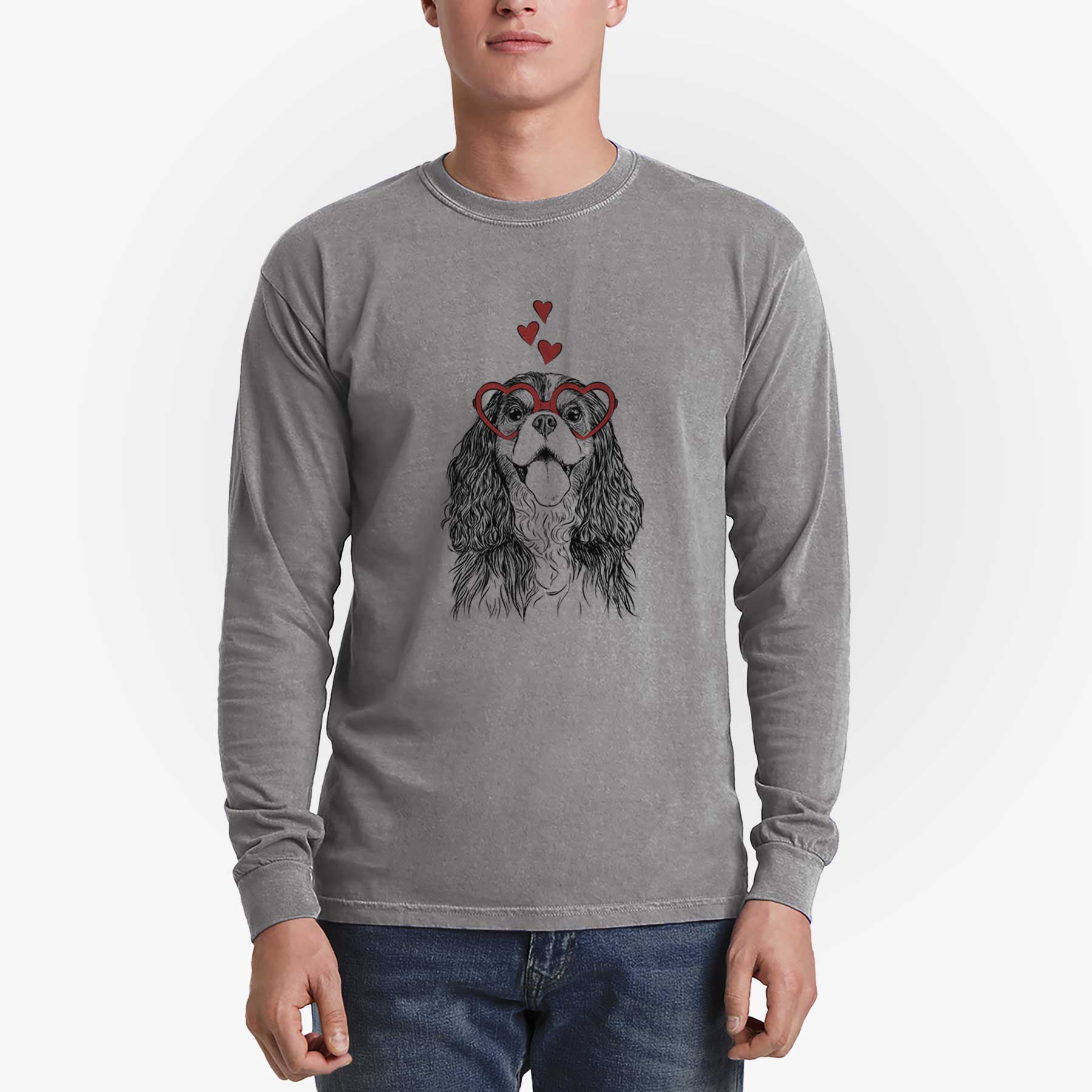 Valentine Brandy the Cavalier King Charles Spaniel - Heavyweight 100% Cotton Long Sleeve