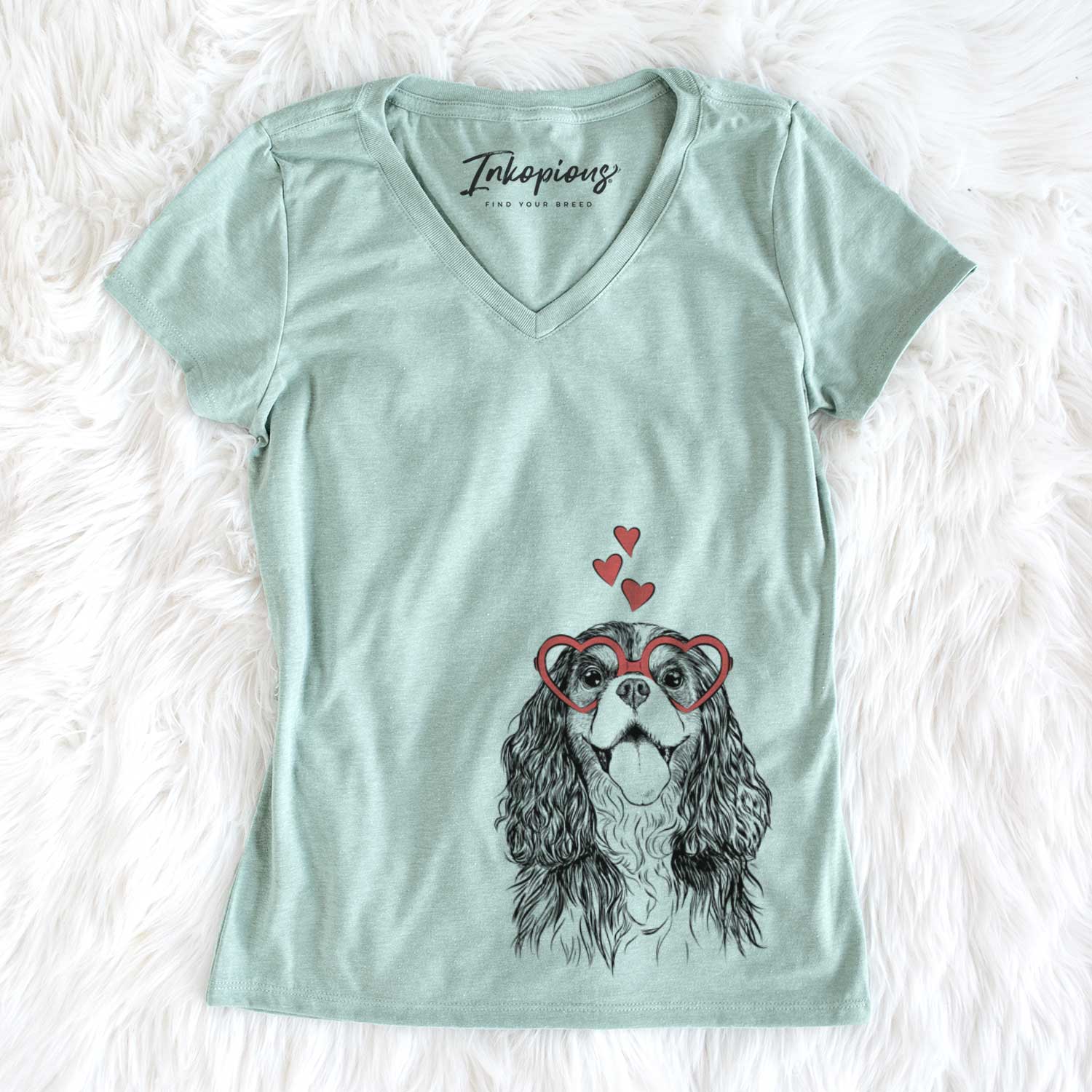 Valentine Brandy the Cavalier King Charles Spaniel - Women's V-neck Shirt