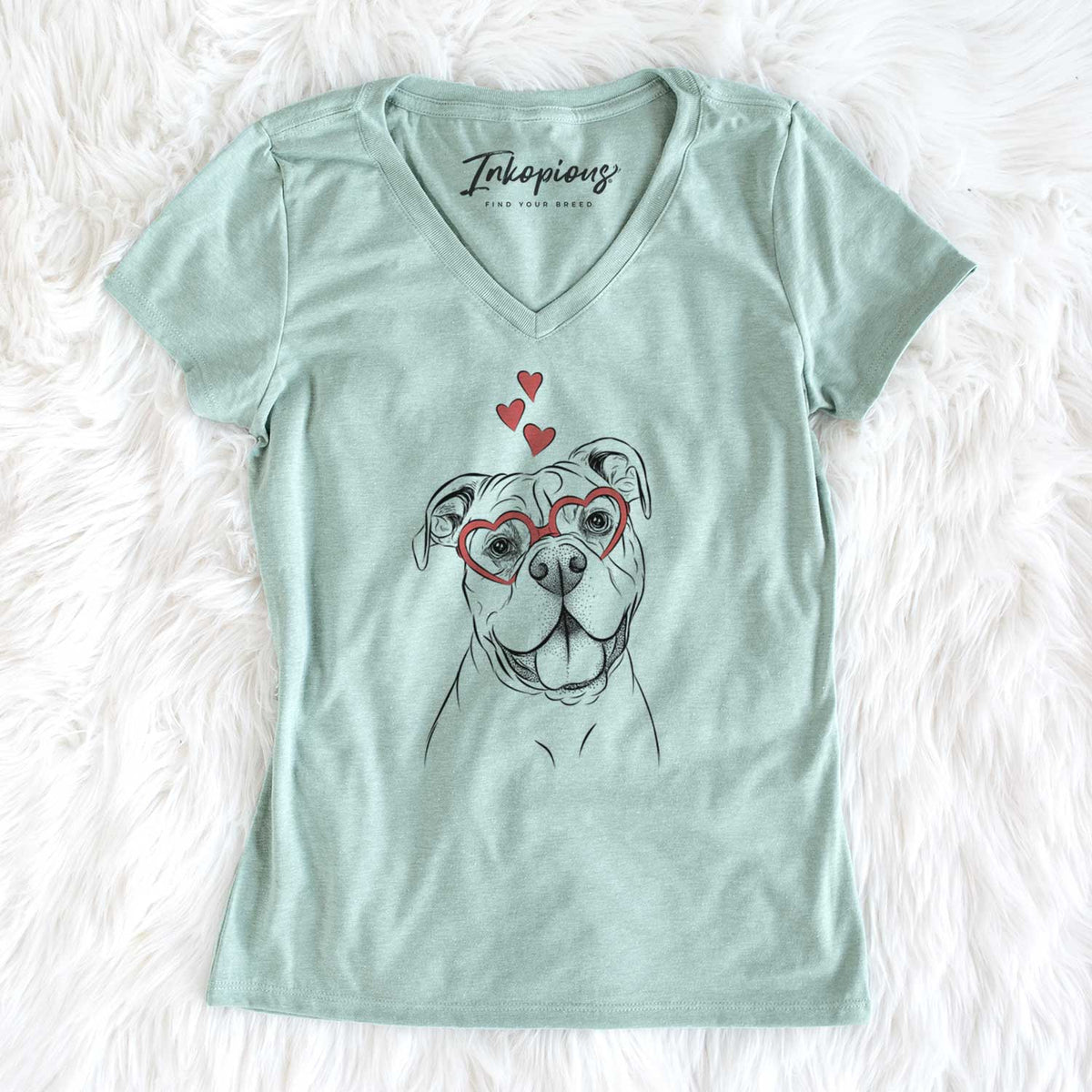 Valentine Bravo the Bulldog Mix - Women's V-neck Shirt