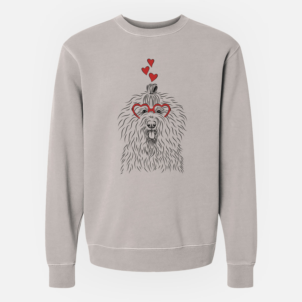 Valentine Brody the Old English Sheepdog - Unisex Pigment Dyed Crew Sweatshirt