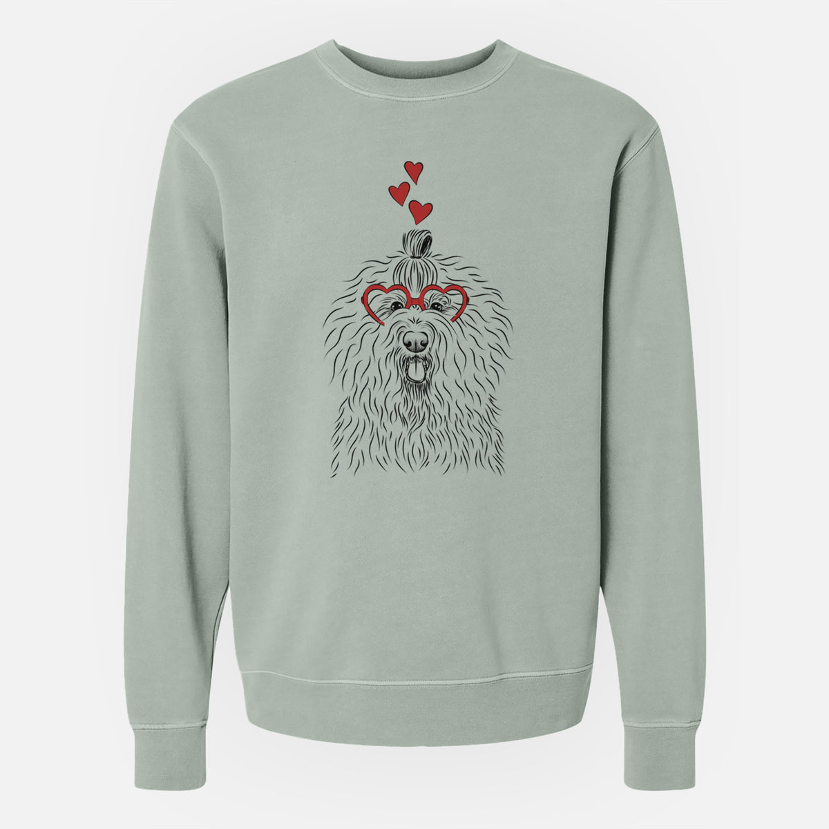 Valentine Brody the Old English Sheepdog - Unisex Pigment Dyed Crew Sweatshirt