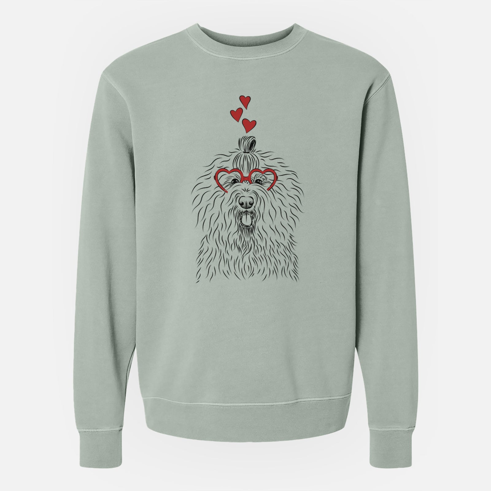 Valentine Brody the Old English Sheepdog - Unisex Pigment Dyed Crew Sweatshirt