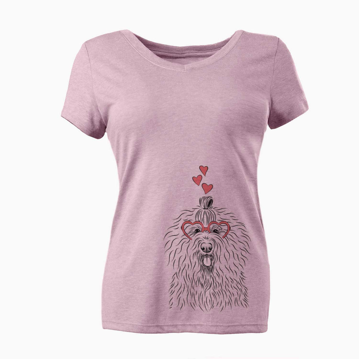 Valentine Brody the Old English Sheepdog - Women's V-neck Shirt