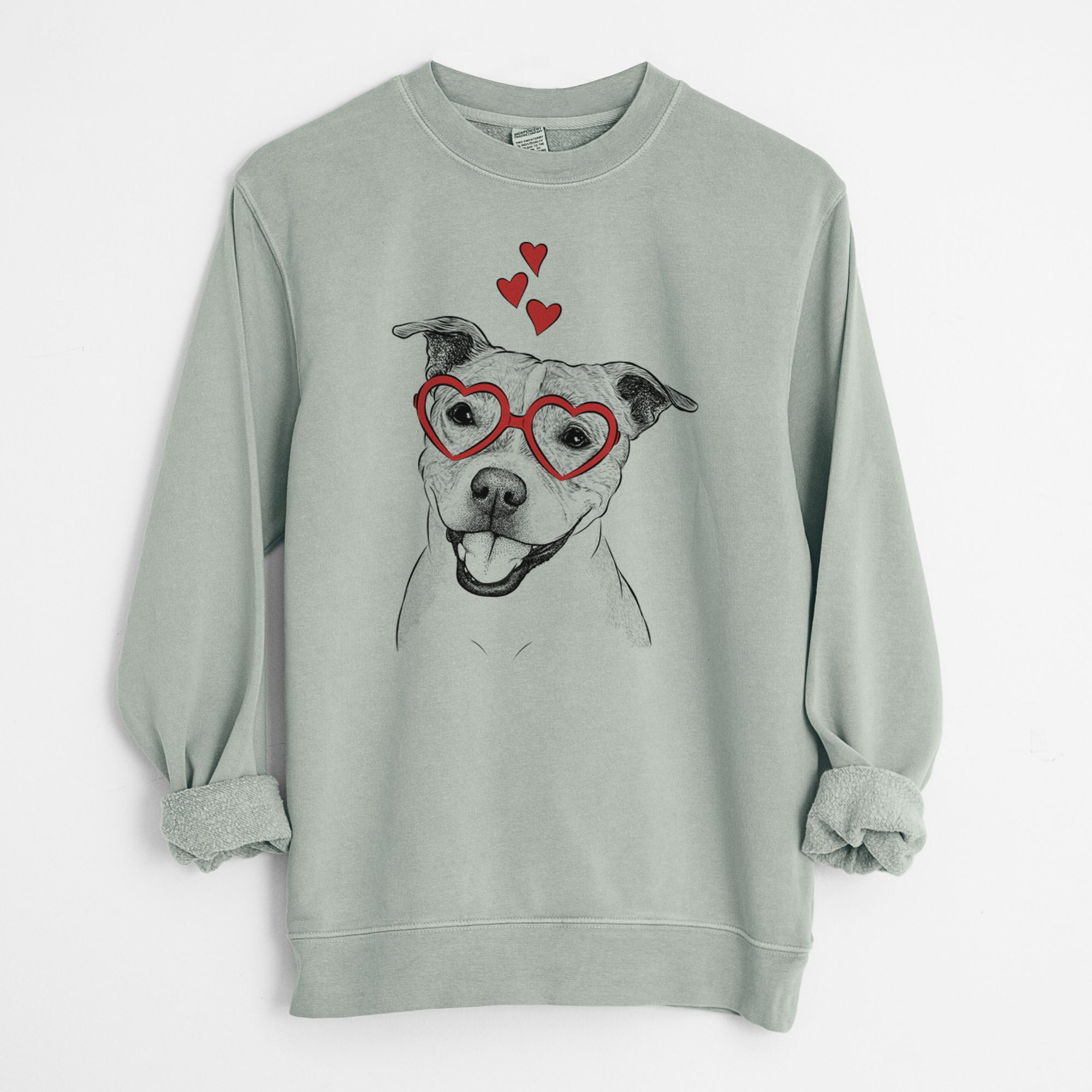 Valentine BrookLyn the Staffordshire Bull Terrier - Unisex Pigment Dyed Crew Sweatshirt