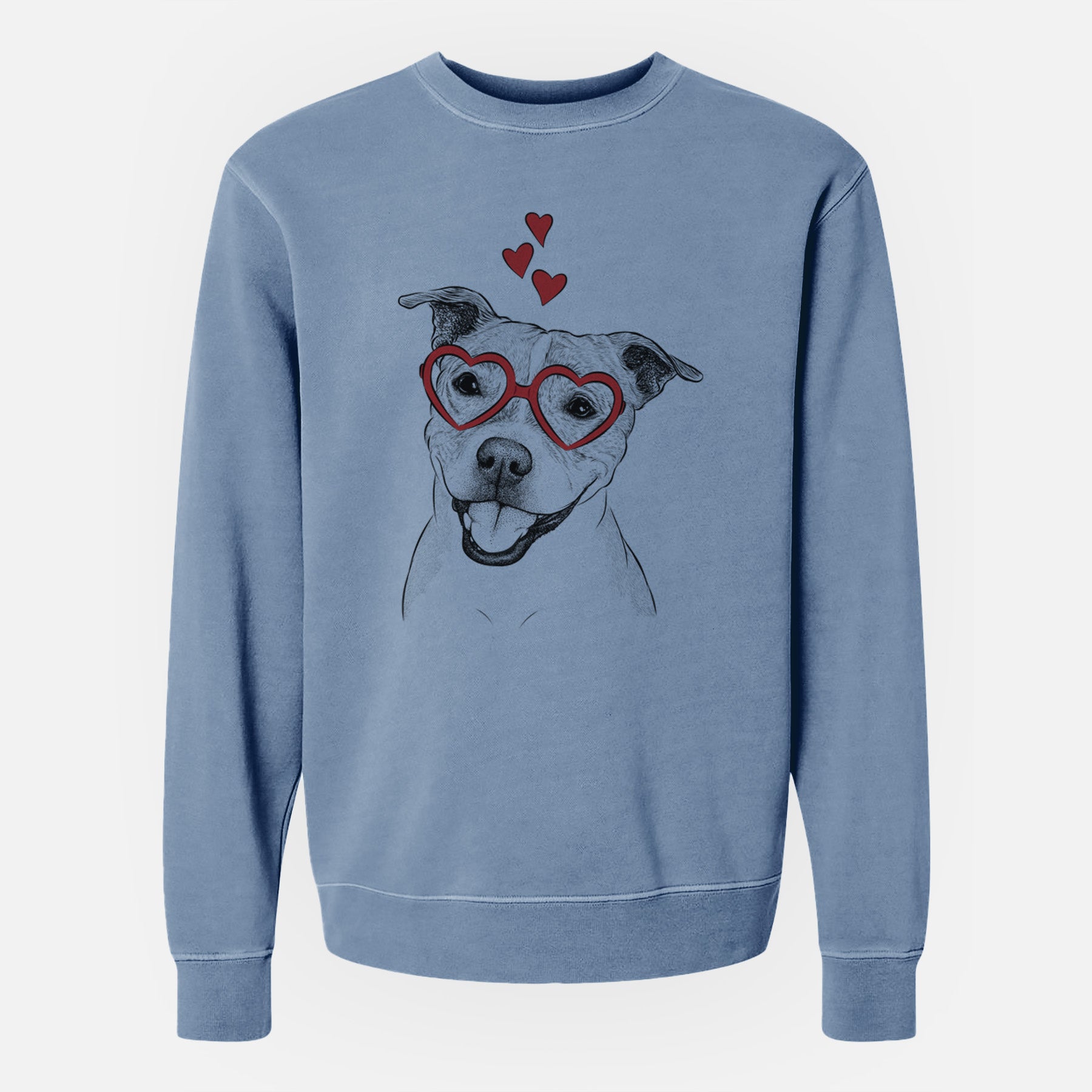 Valentine BrookLyn the Staffordshire Bull Terrier - Unisex Pigment Dyed Crew Sweatshirt