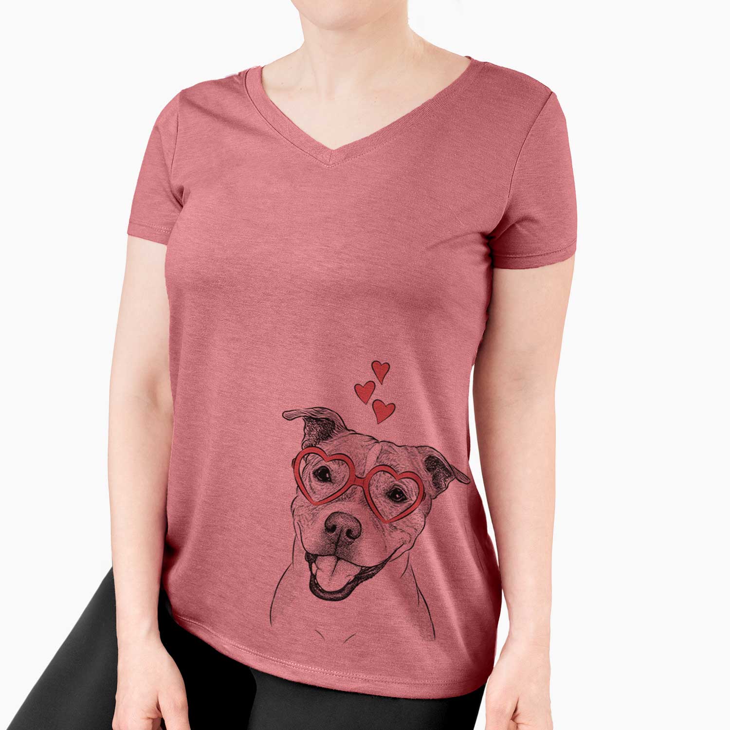 Valentine BrookLyn the Staffordshire Bull Terrier - Women's V-neck Shirt