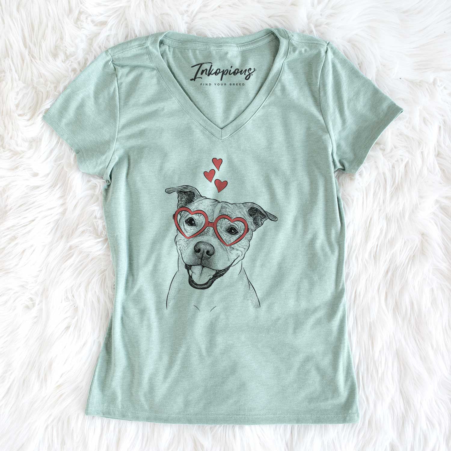 Valentine BrookLyn the Staffordshire Bull Terrier - Women's V-neck Shirt